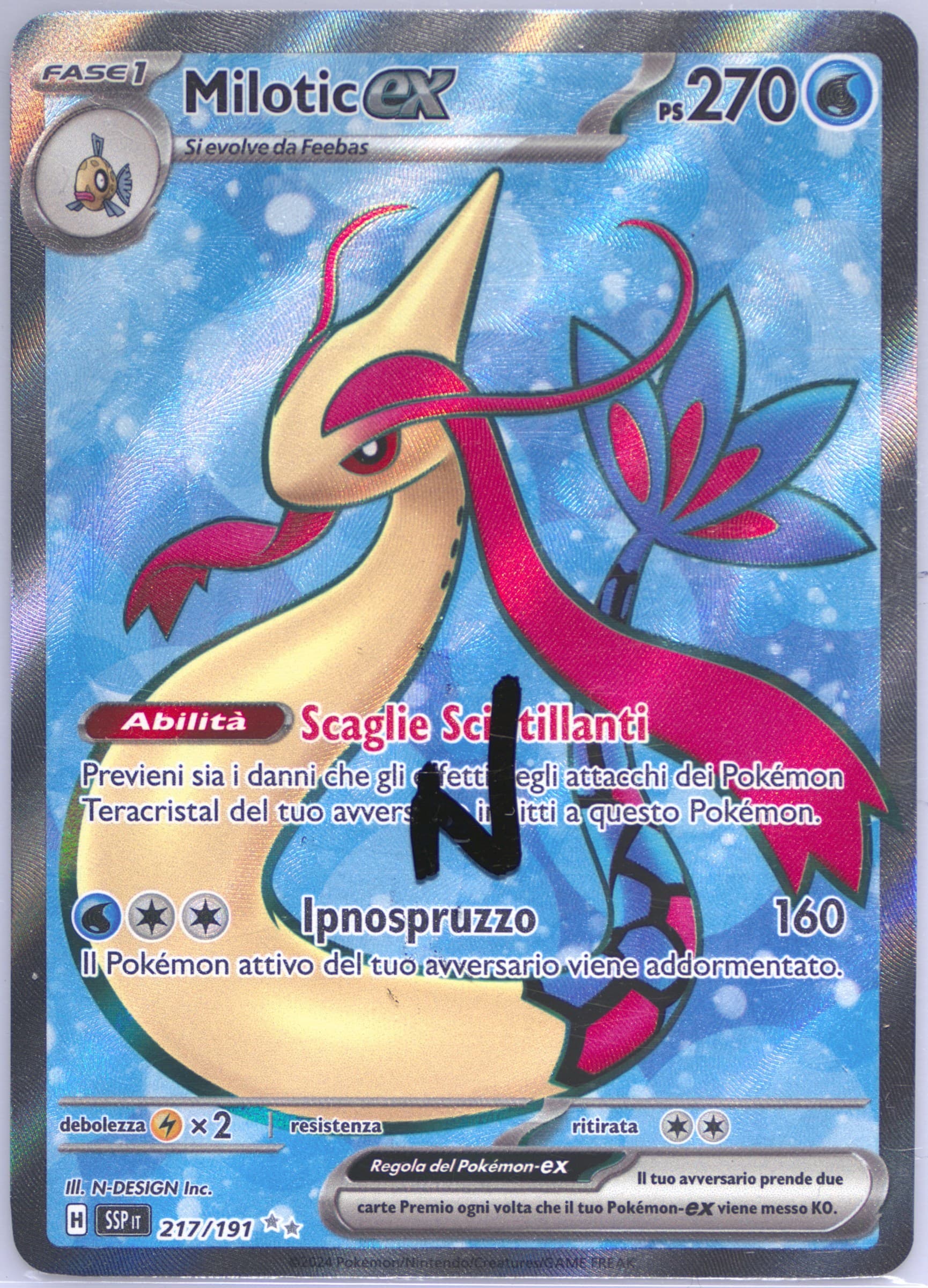 Milotic EX Ultra Rare (217) 2024 Pokemon Italian Ssp It-Surging Sparks
