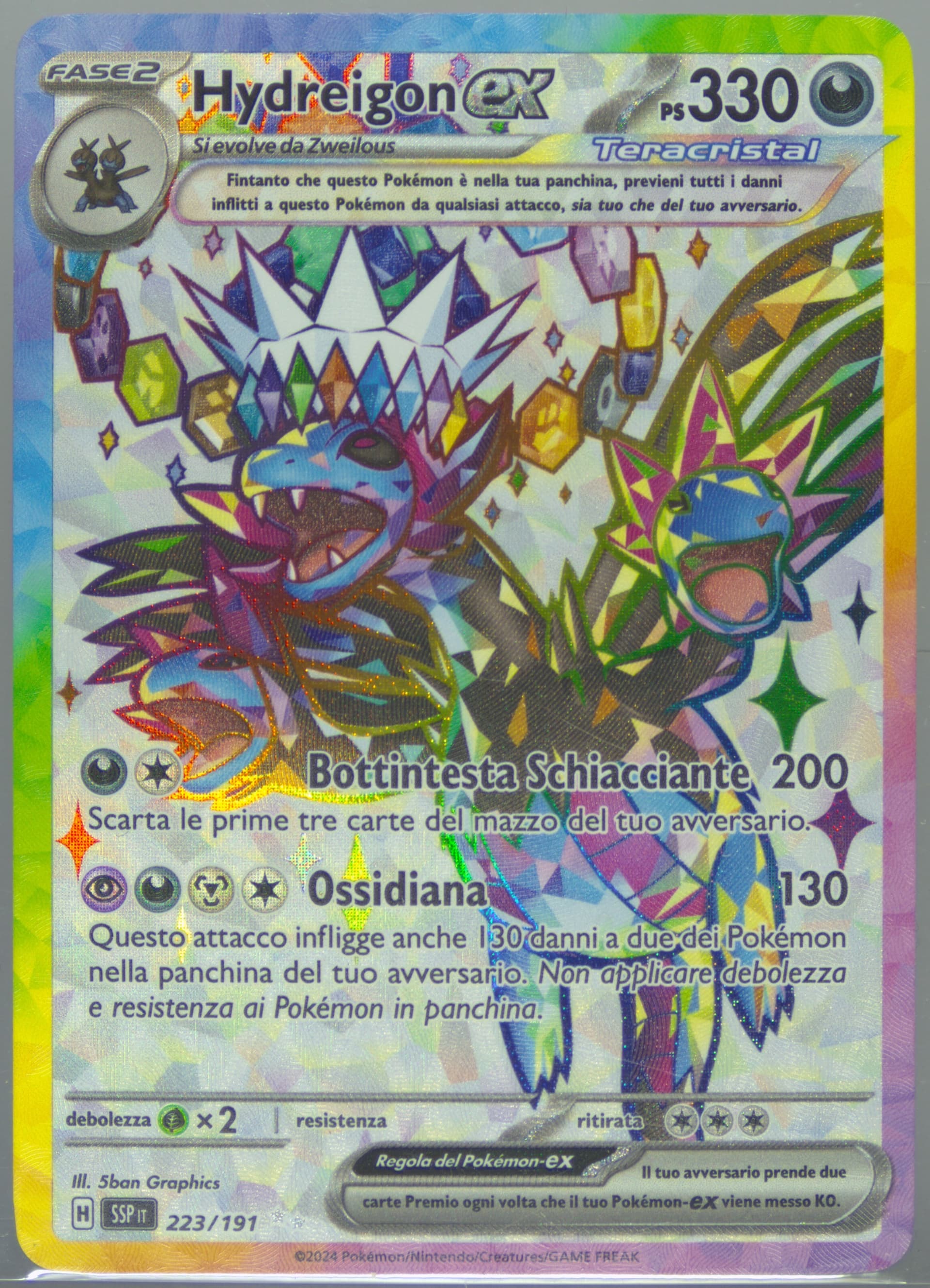 Hydreigon EX Ultra Rare (223) 2024 Pokemon Italian Ssp It-Surging Sparks