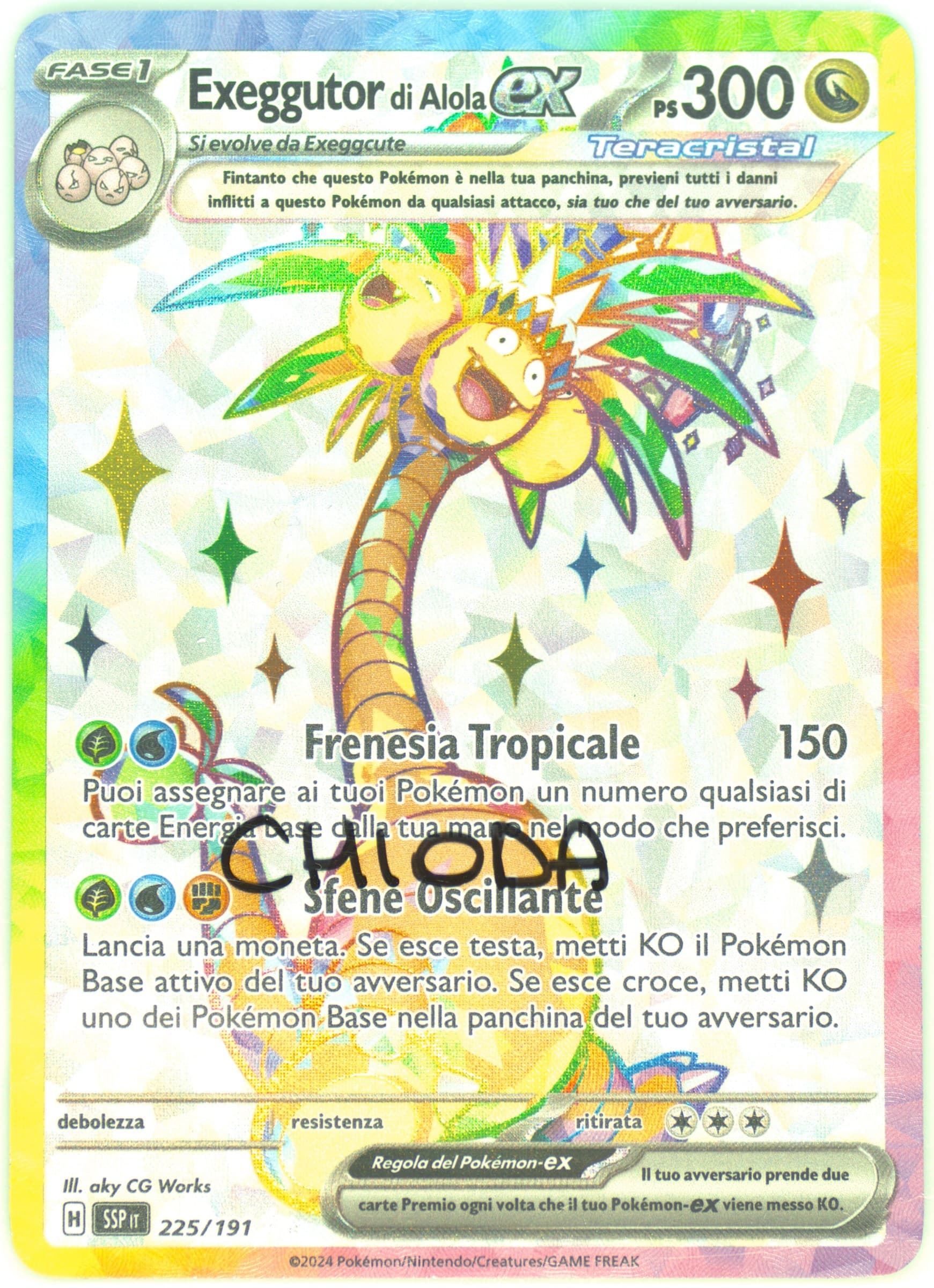 Alolan Exeggutor EX Ultra Rare (225) 2024 Pokemon Italian Ssp It-Surging Sparks