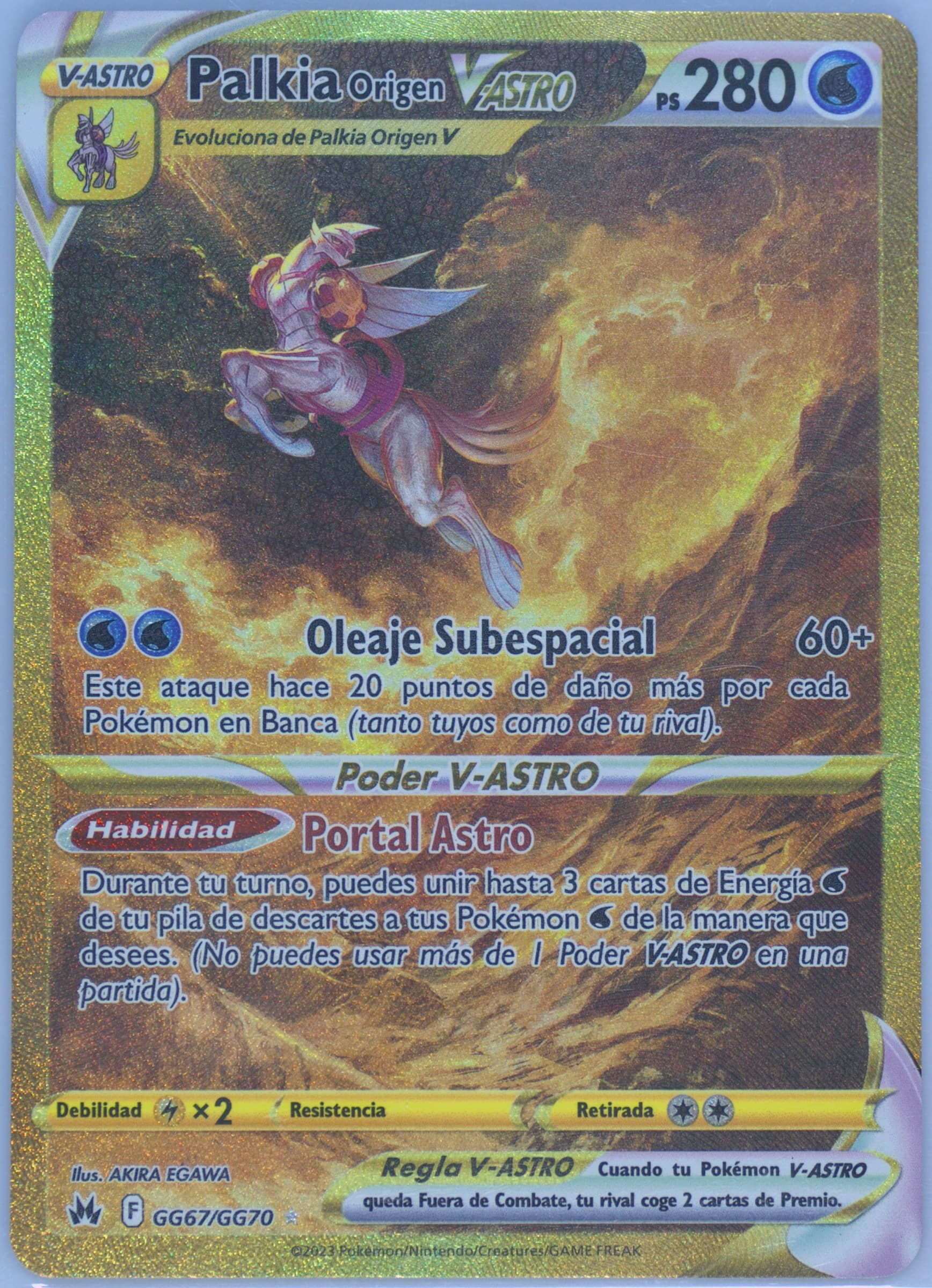 Full Art/Palkia Origen V-Astro Spanish-Secret (GG67) 2023 Pokemon Sword and Shield Crown Zenith
