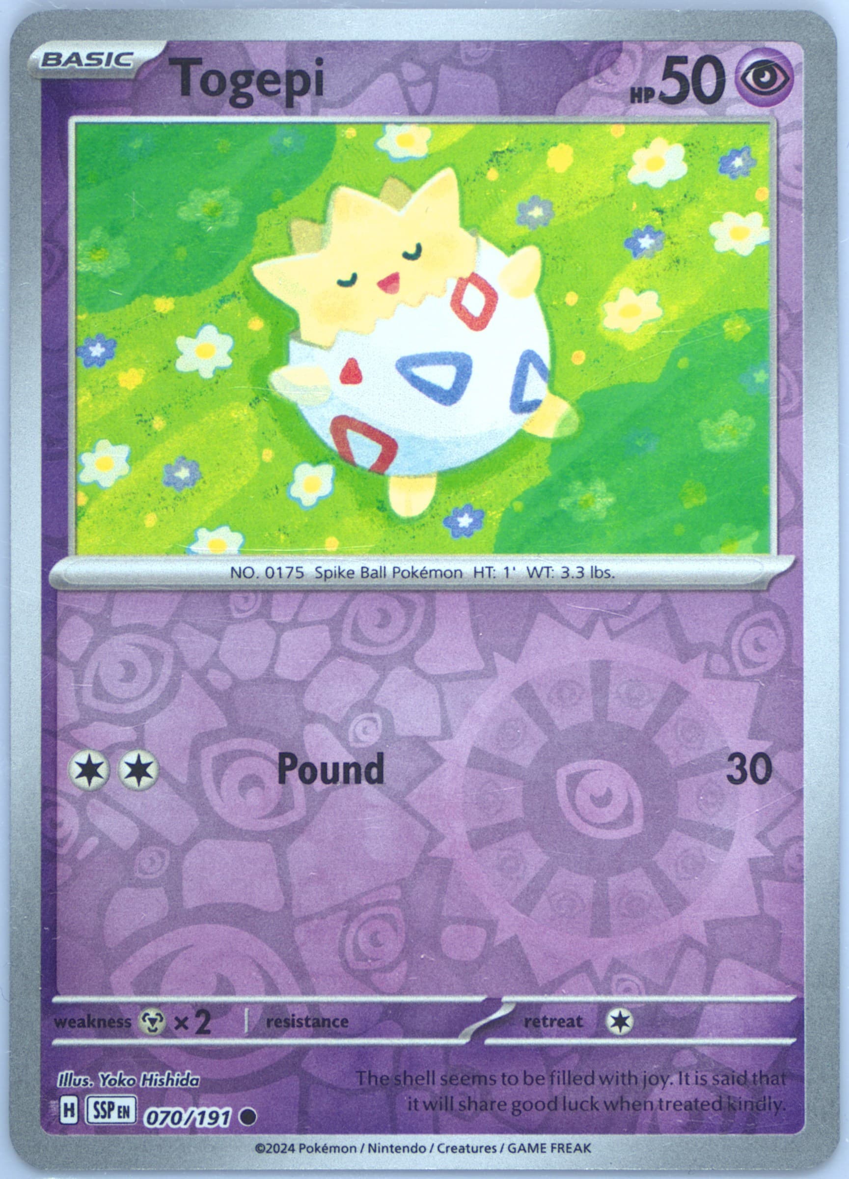 Togepi Reverse Holo (070) 2024 Pokemon Ssp EN-Surging Sparks
