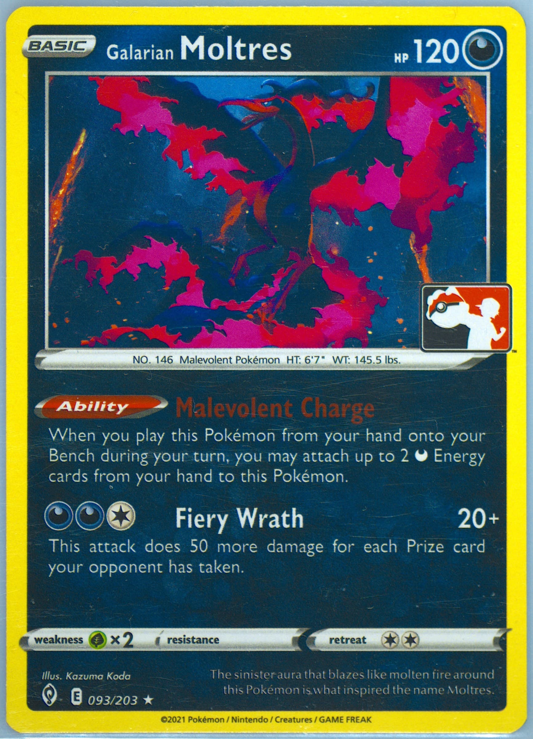 Galarian Moltres (093) 2022-2023 Pokemon Play! Pokemon Prize Pack