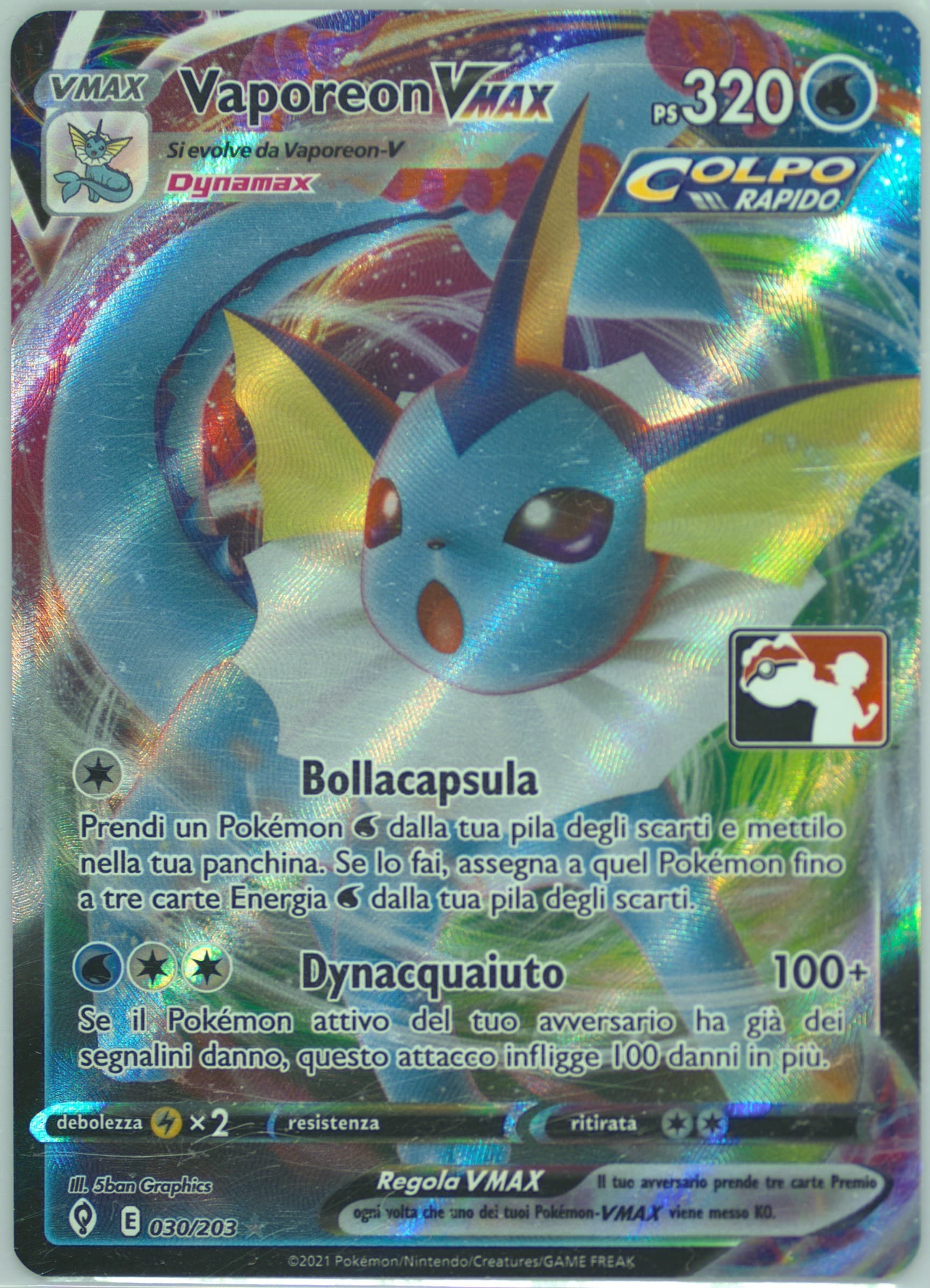 Full Art/Vaporeon Vmax Italian (030) 2022-2023 Pokemon Play! Pokemon Prize Pack