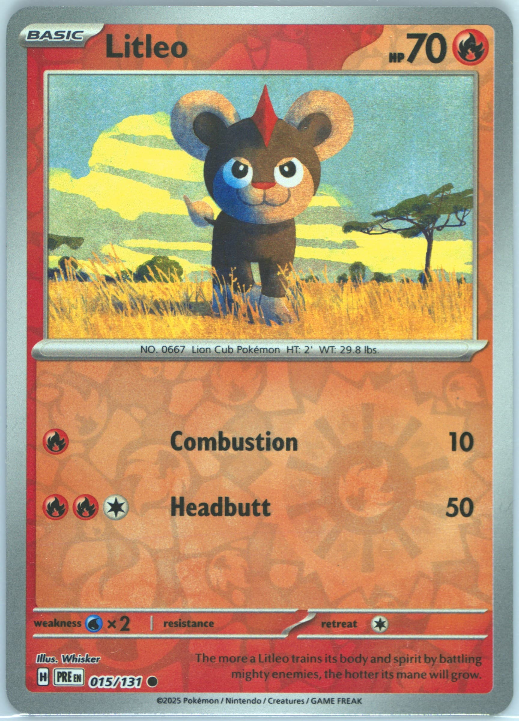 Litleo Reverse Holo (015) 2025 Pokemon Pre EN-Prismatic Evolutions