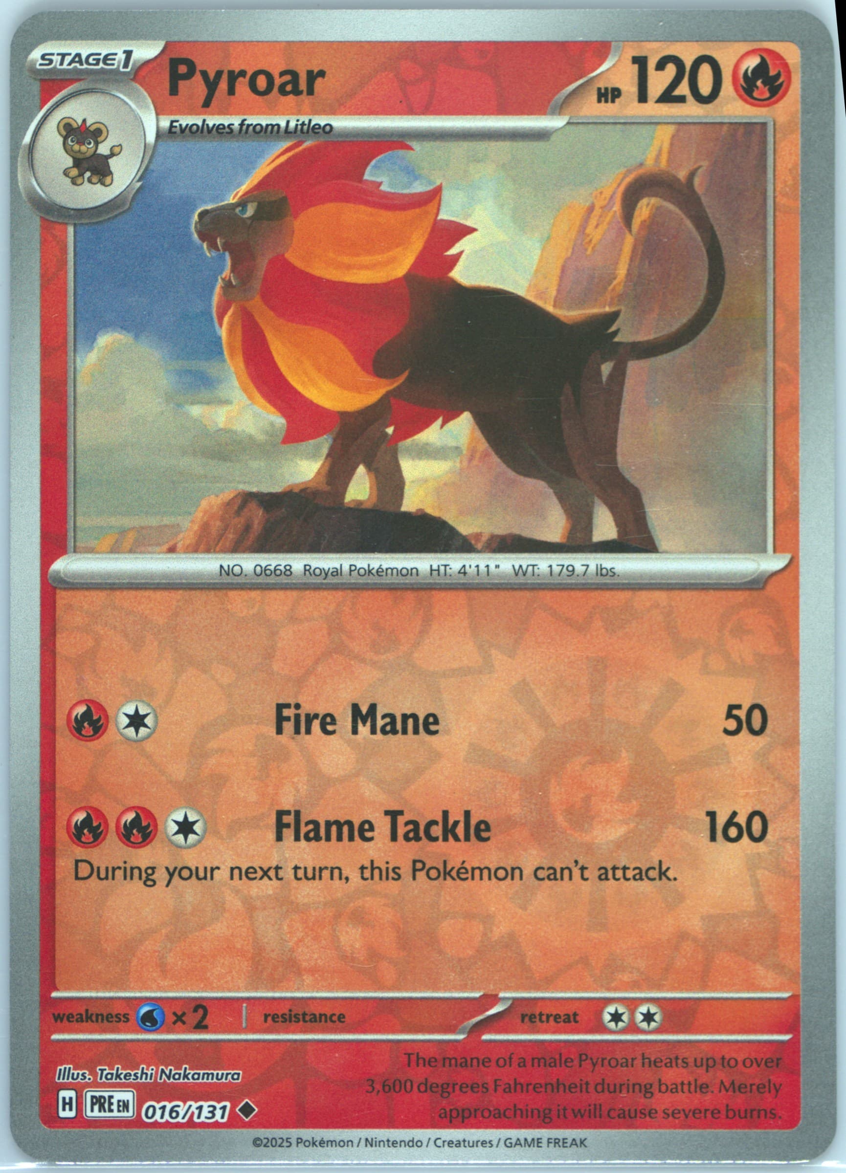 Pyroar Reverse Holo (016) 2025 Pokemon Pre EN-Prismatic Evolutions