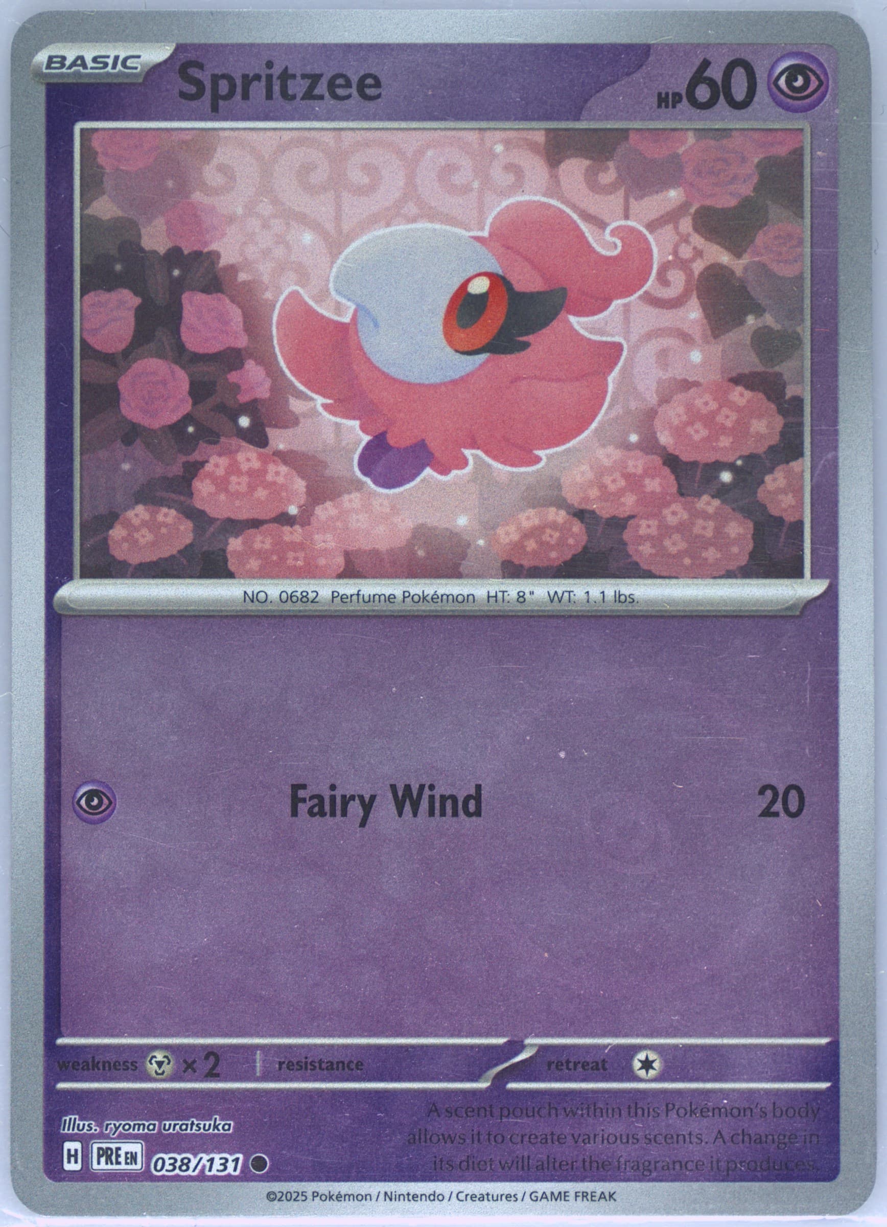 Spritzee Reverse Holo (038) 2025 Pokemon Pre EN-Prismatic Evolutions