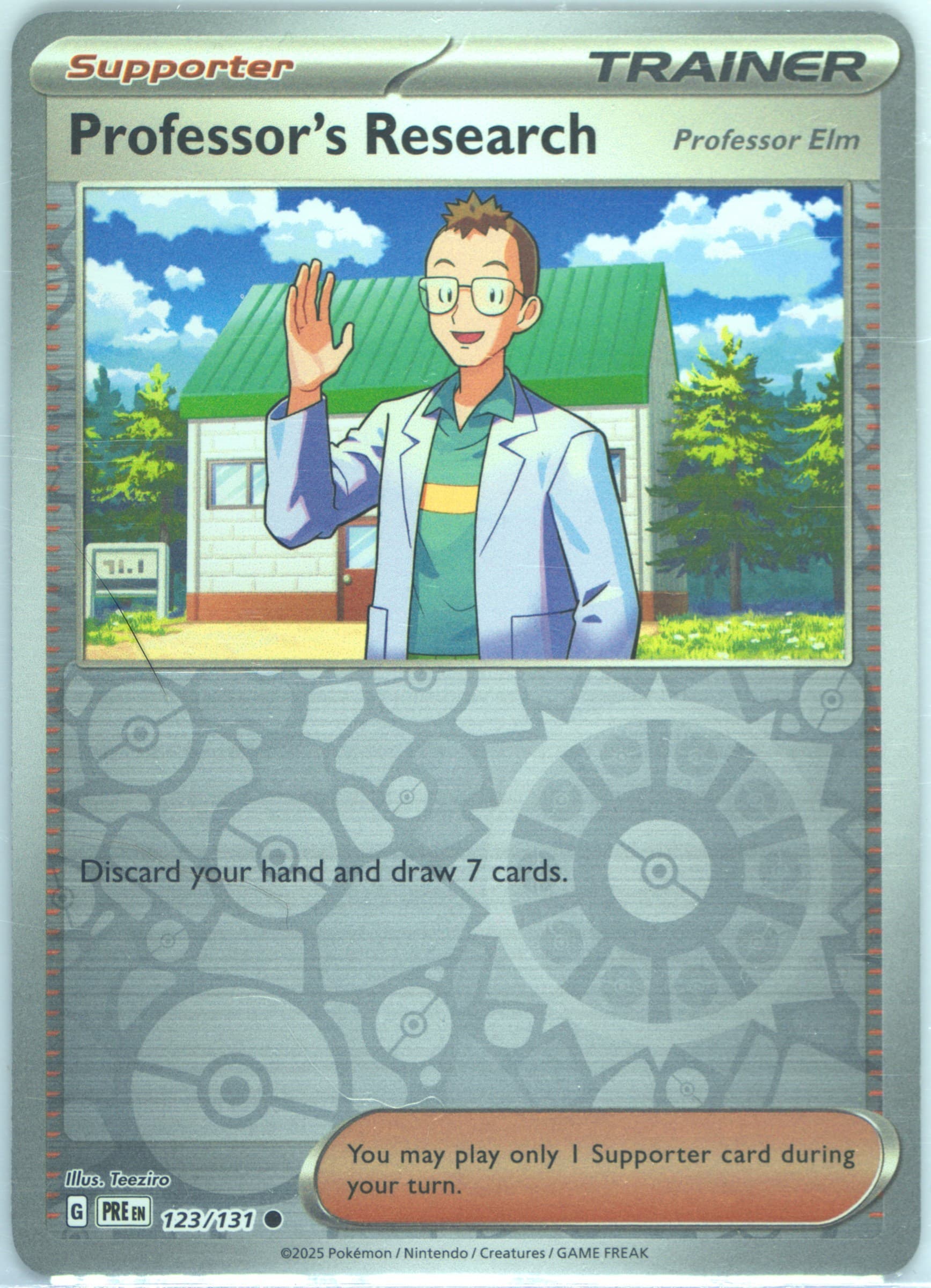 Professor's Research Reverse Holo (123) 2025 Pokemon Pre EN-Prismatic Evolutions