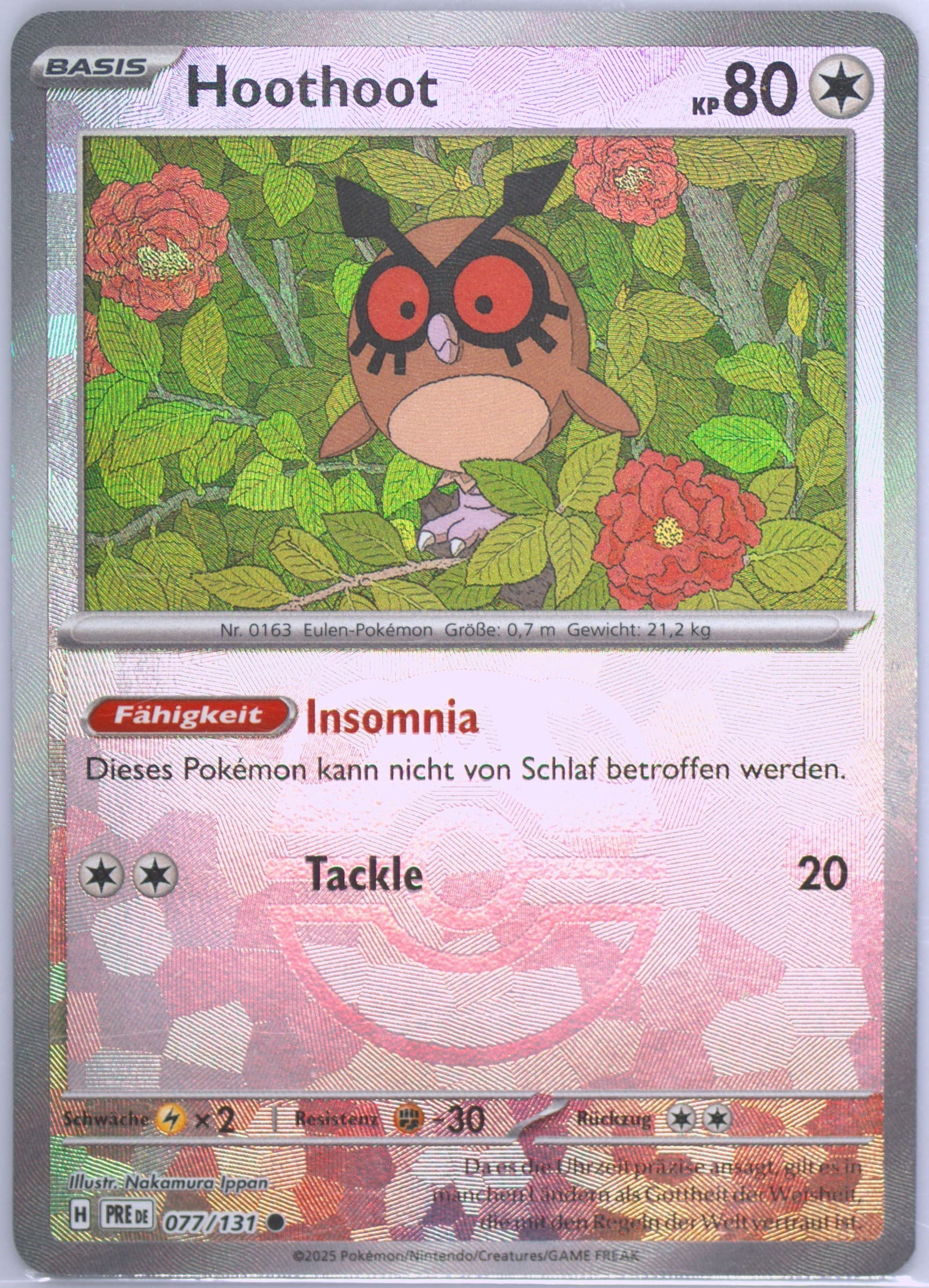 Hoothoot Master Ball Reverse Holo (077) 2025 Pokemon German Pre de-Prismatic Evolutions