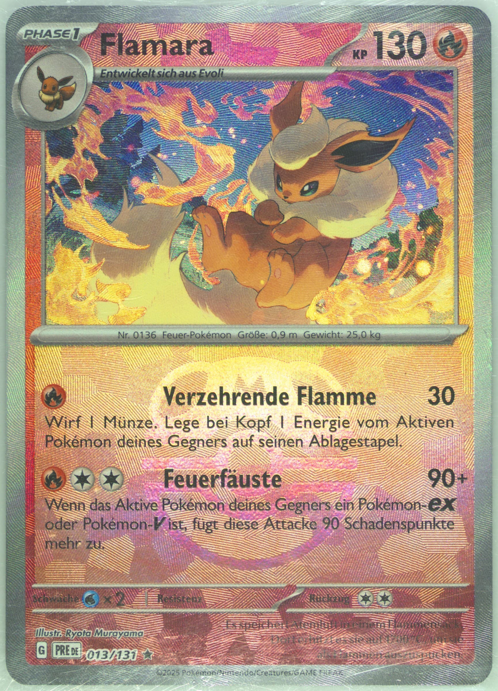 Flareon Master Ball Reverse Holo (013) 2025 Pokemon German Pre de-Prismatic Evolutions