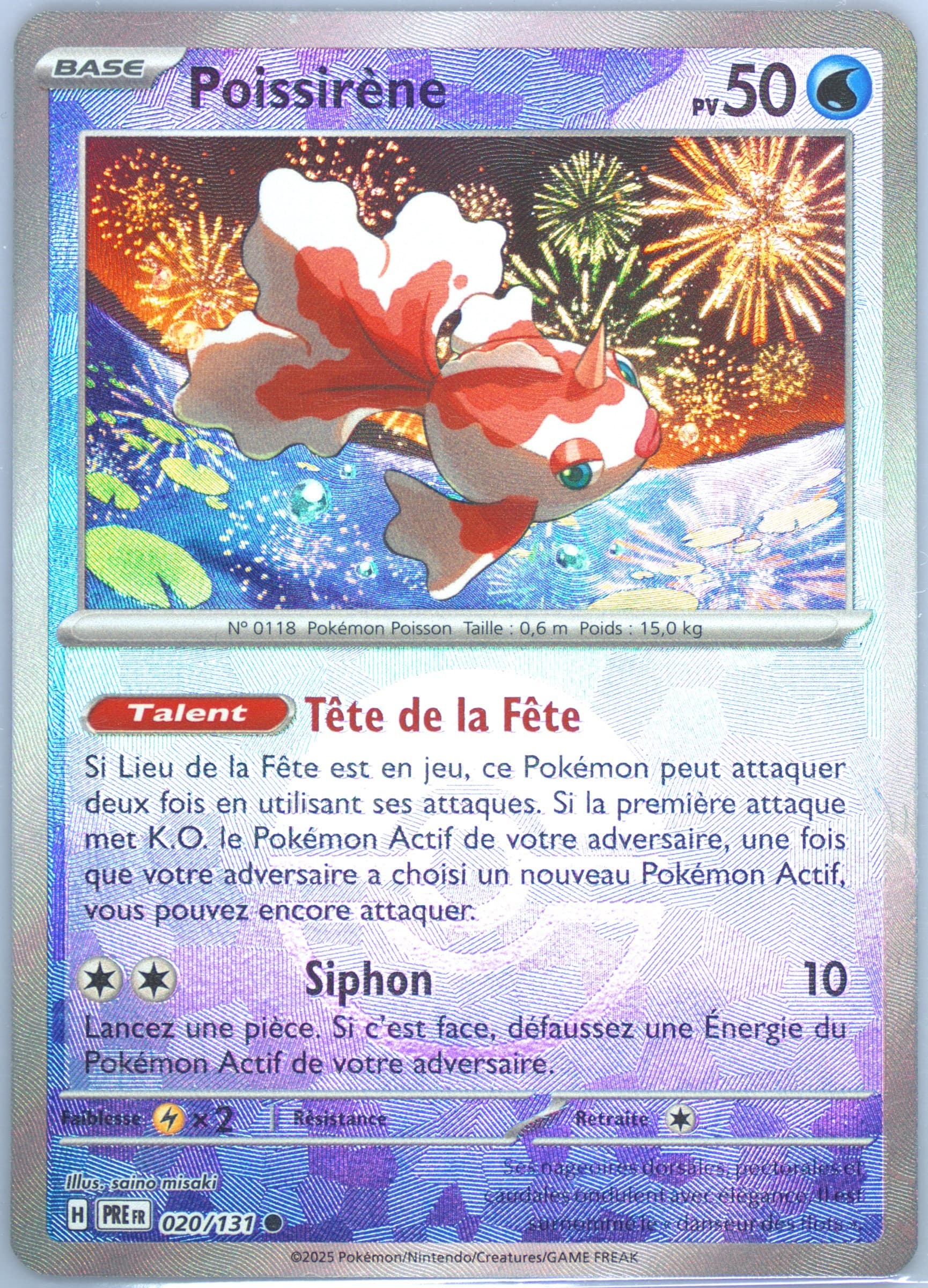 Goldeen Poke Ball Reverse Holo (020) 2025 Pokemon French Pre FR-Prismatic Evolutions