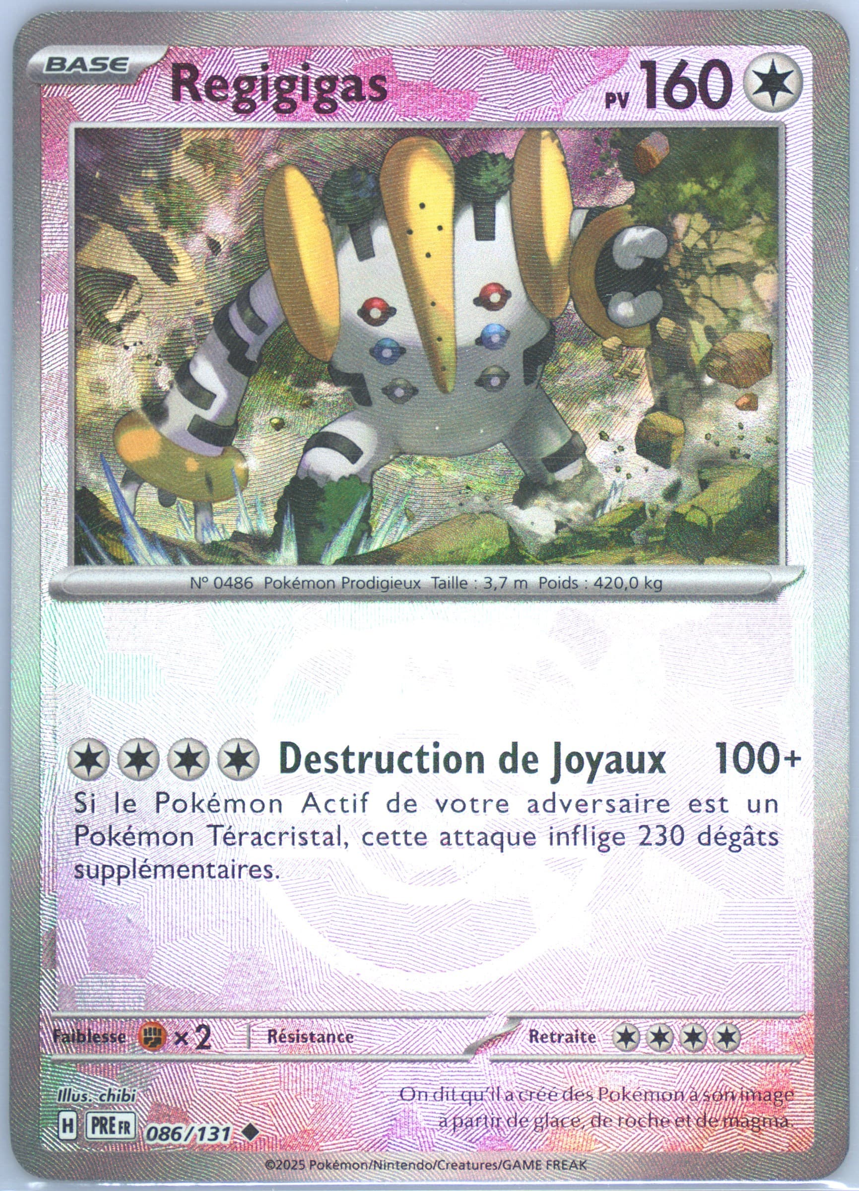 Regigigas Master Ball Reverse Holo (086) 2025 Pokemon French Pre FR-Prismatic Evolutions