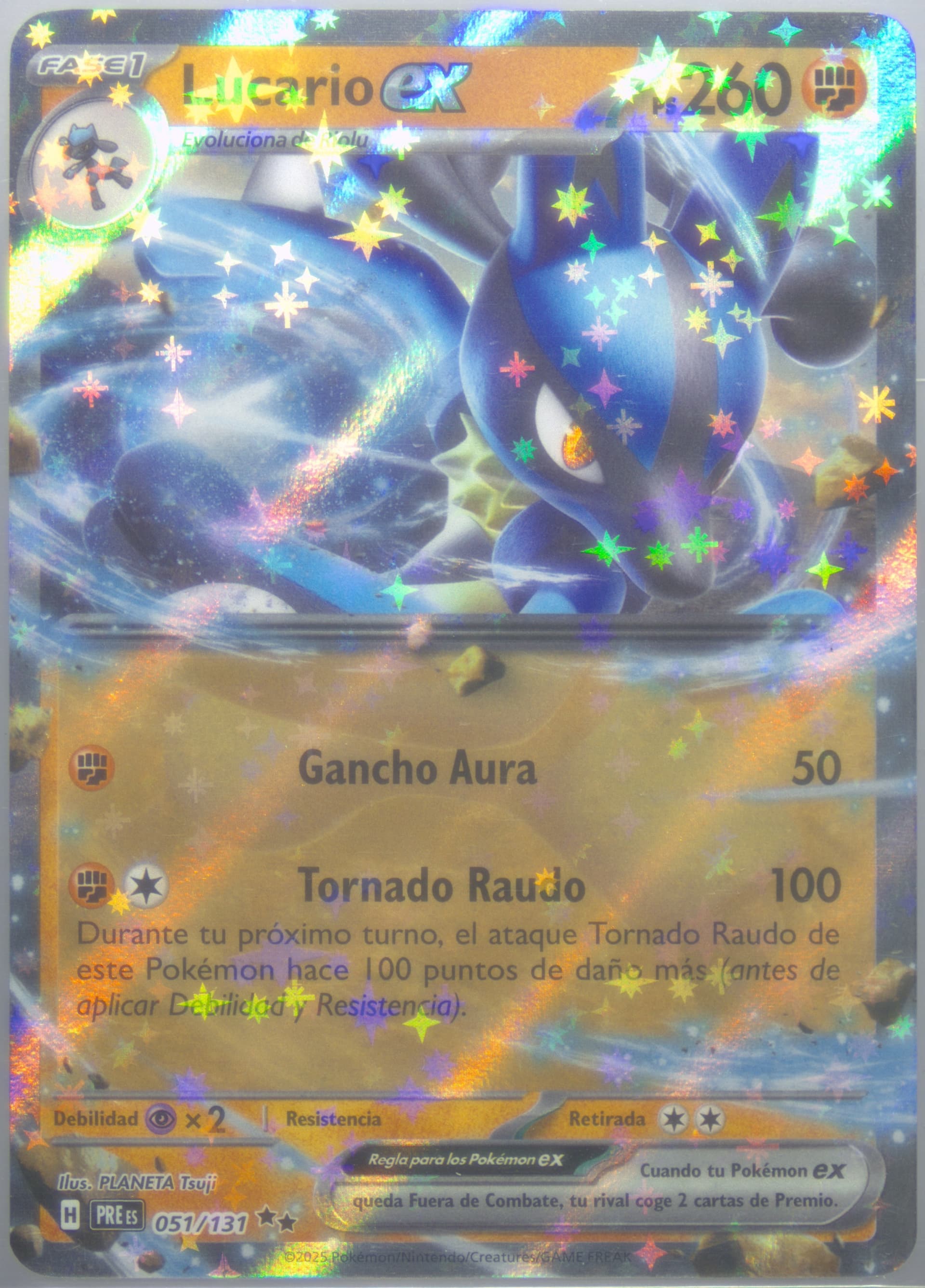 Lucario EX (051) 2025 Pokemon Spanish Pre ES-Prismatic Evolutions