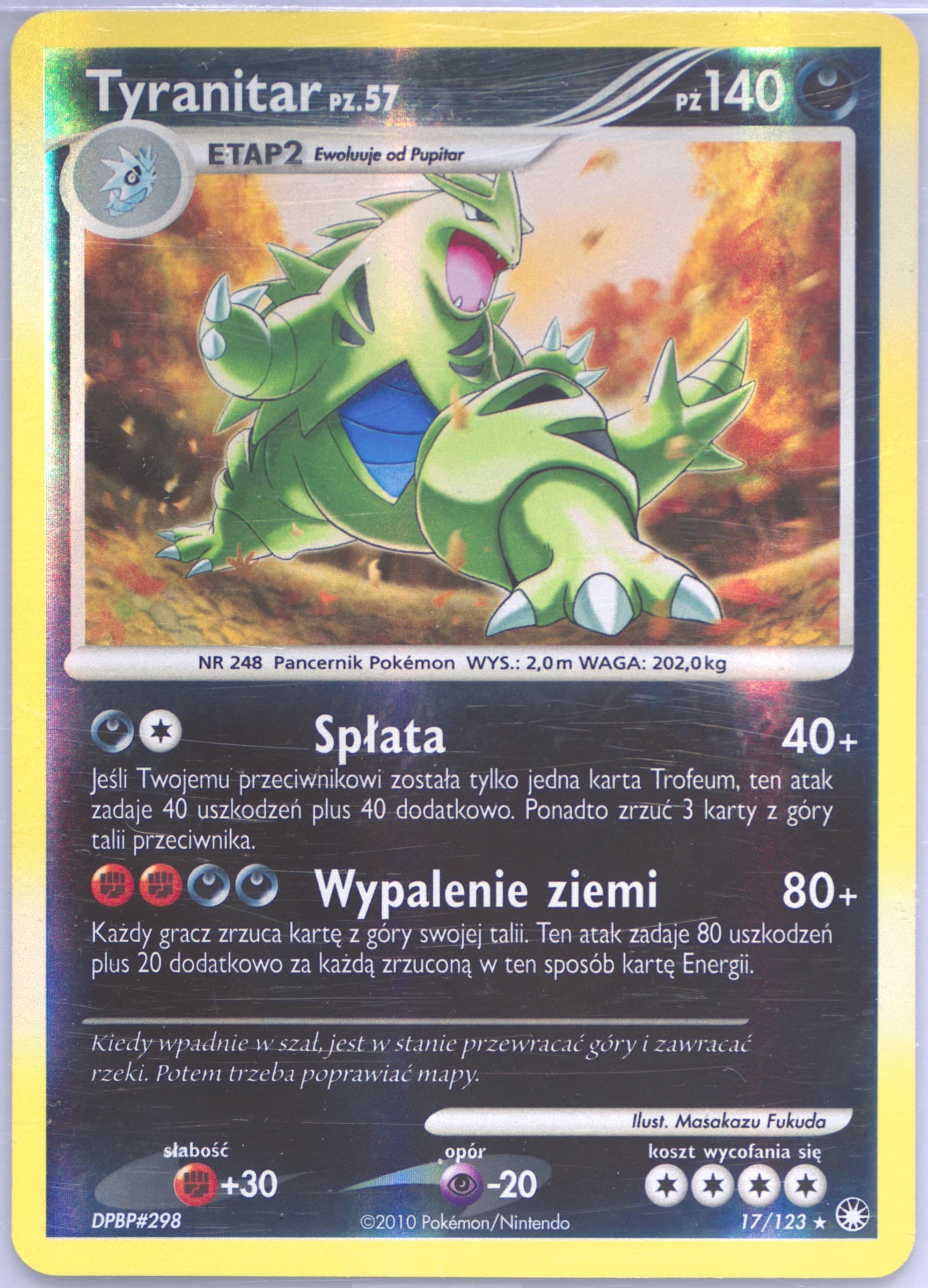 Tyranitar-Reverse Foil (17) 2012 Pokemon Polish Diamond & Pearl Mysterious Treasures