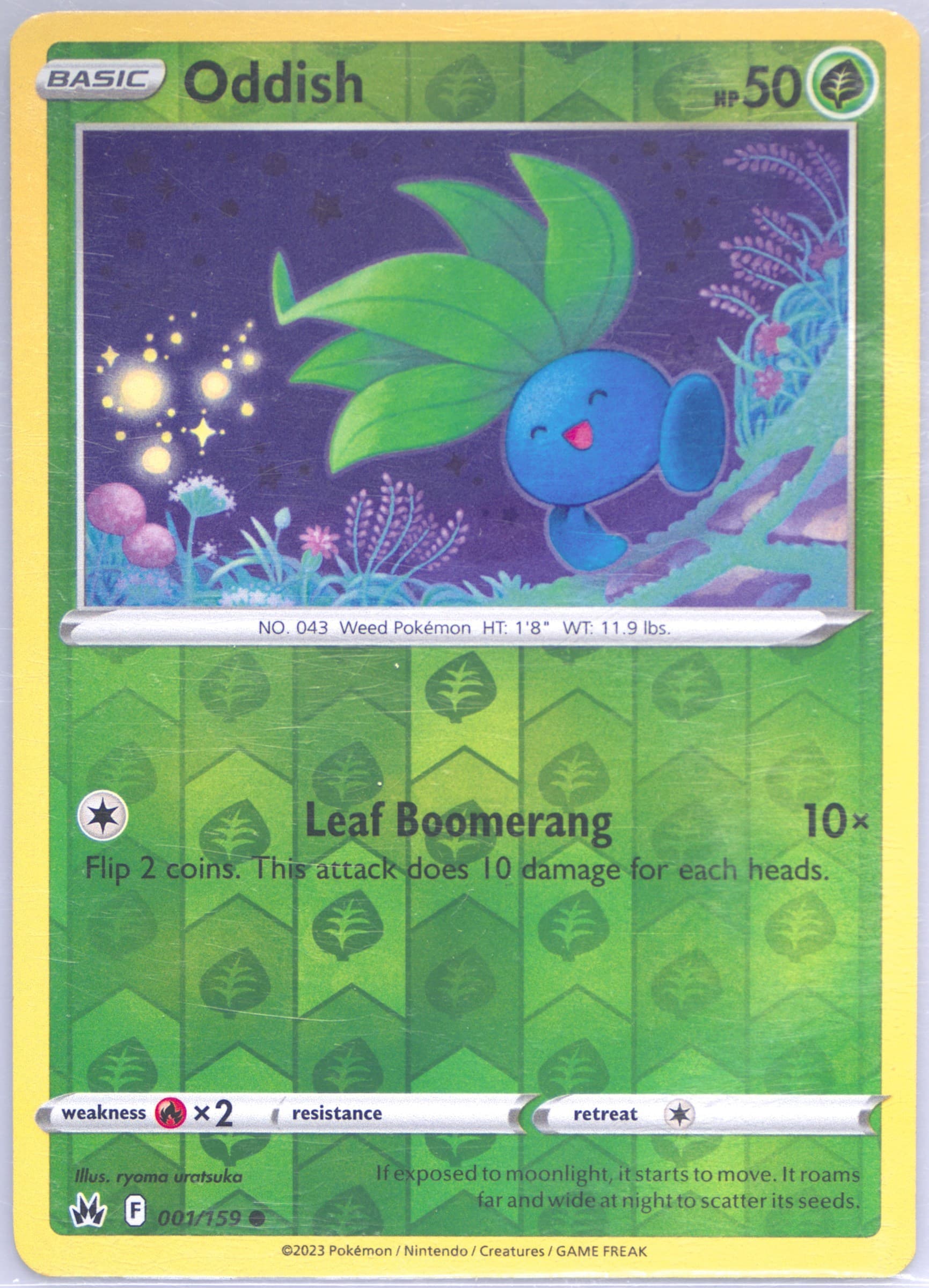 Oddish-Reverse Foil (001) 2023 Pokemon Sword and Shield Crown Zenith