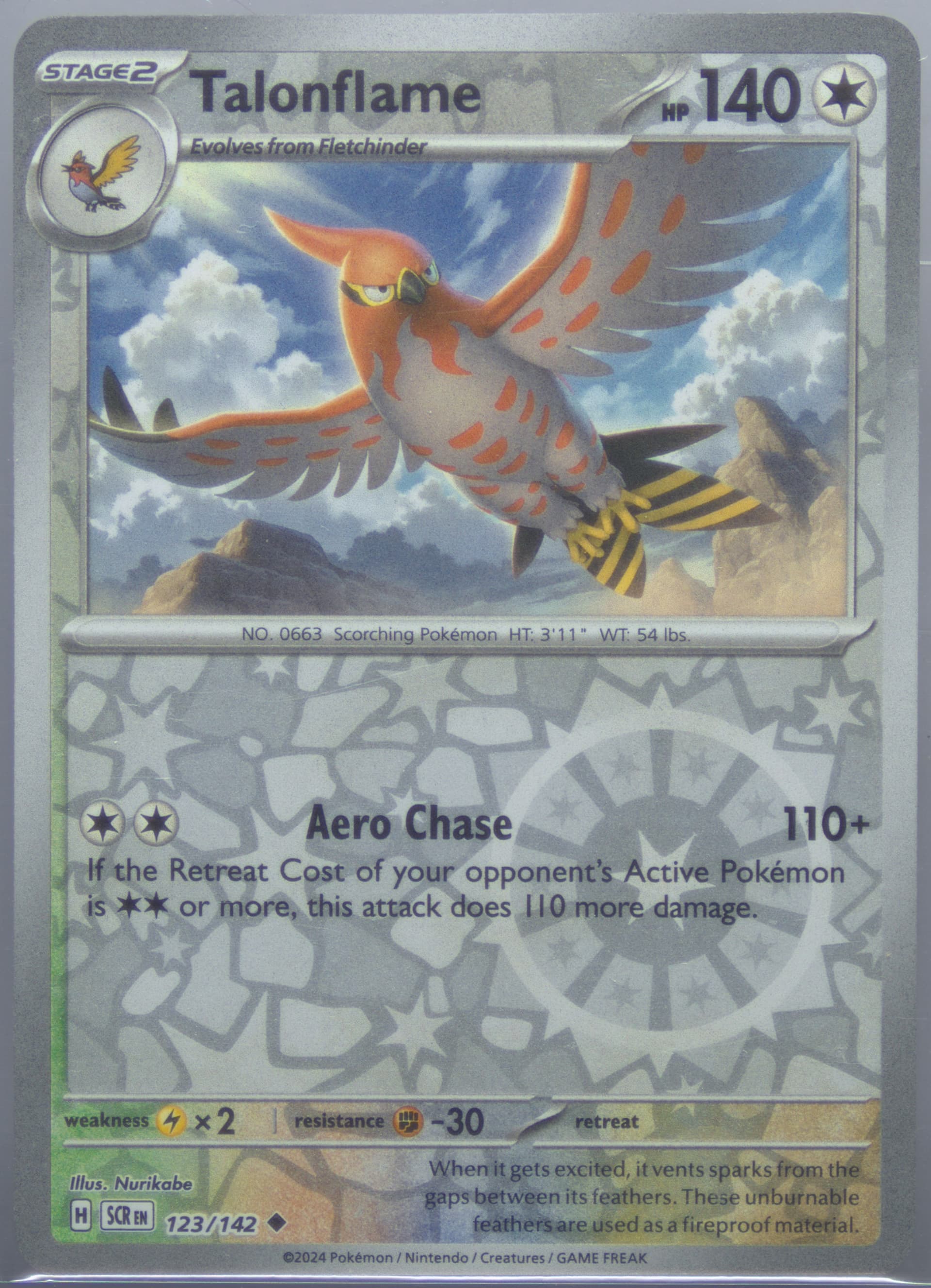 Talonflame Reverse Holo (123) 2024 Pokemon Scr EN-Stellar Crown