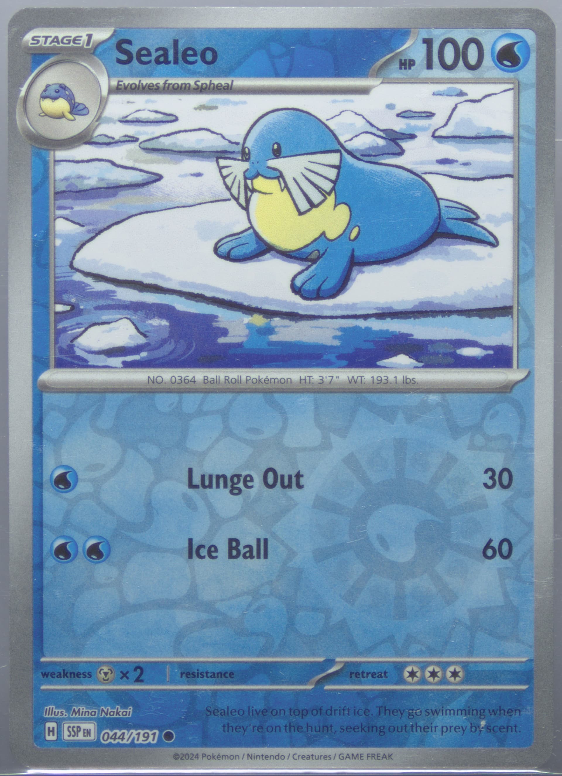 Sealeo Reverse Holo (044) 2024 Pokemon Ssp EN-Surging Sparks