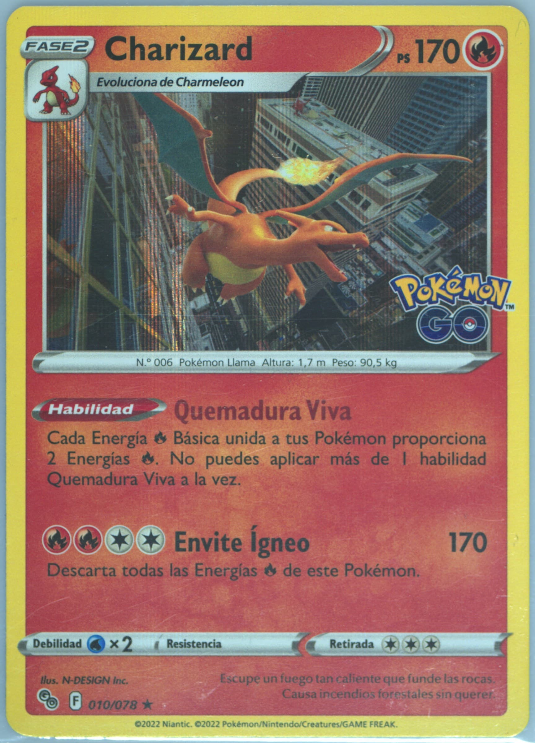 Charizard-Holo Spanish (010) 2022 Pokemon Go