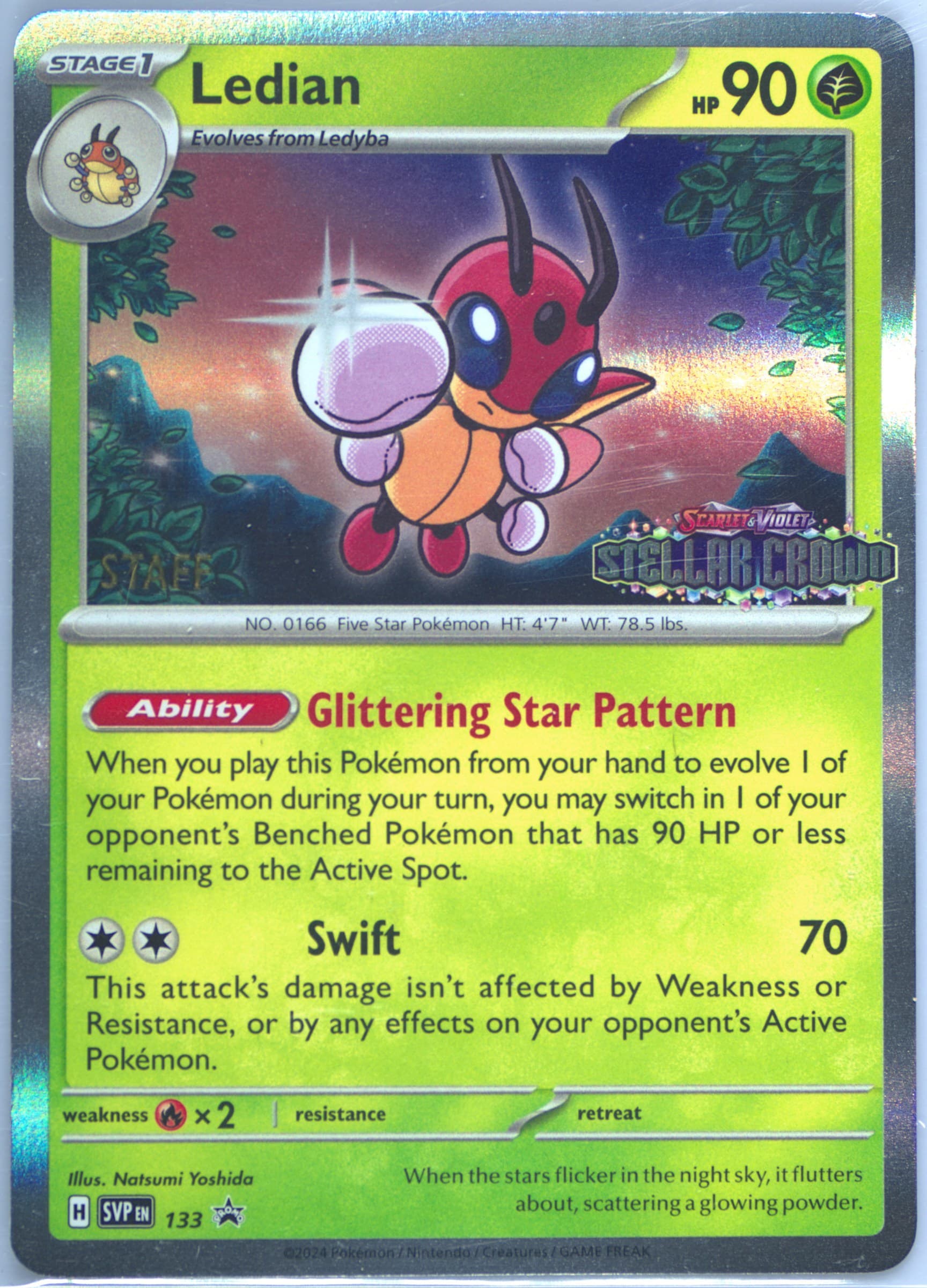 Ledian Stellar Crown Prerelease-Staff (133) 2024 Pokemon French Svp FR-SV Black Star Promo