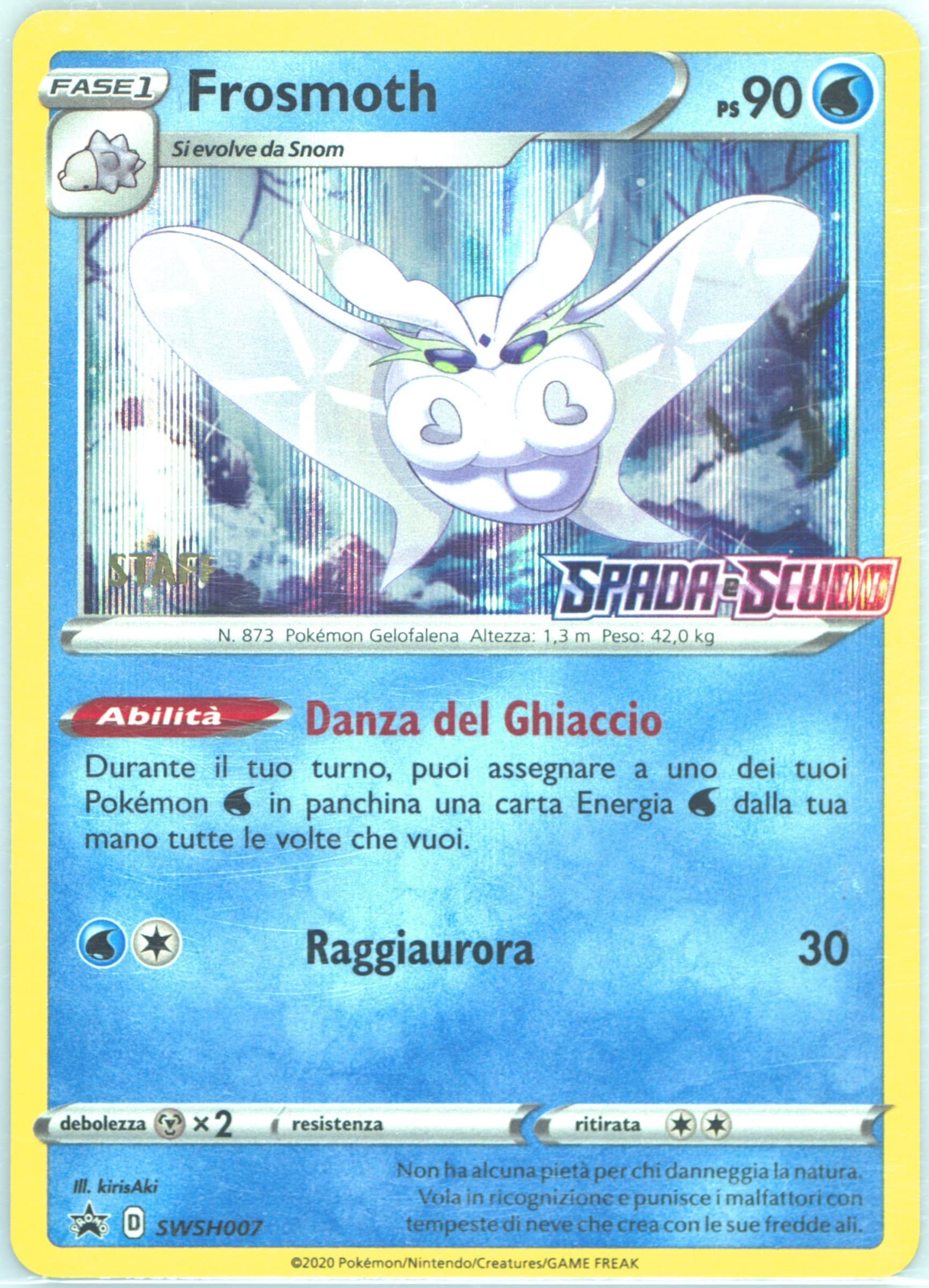 Frosmoth-Holo Prerelease-Staff-Italian (007) 2020 Pokemon Swsh Black Star Promo