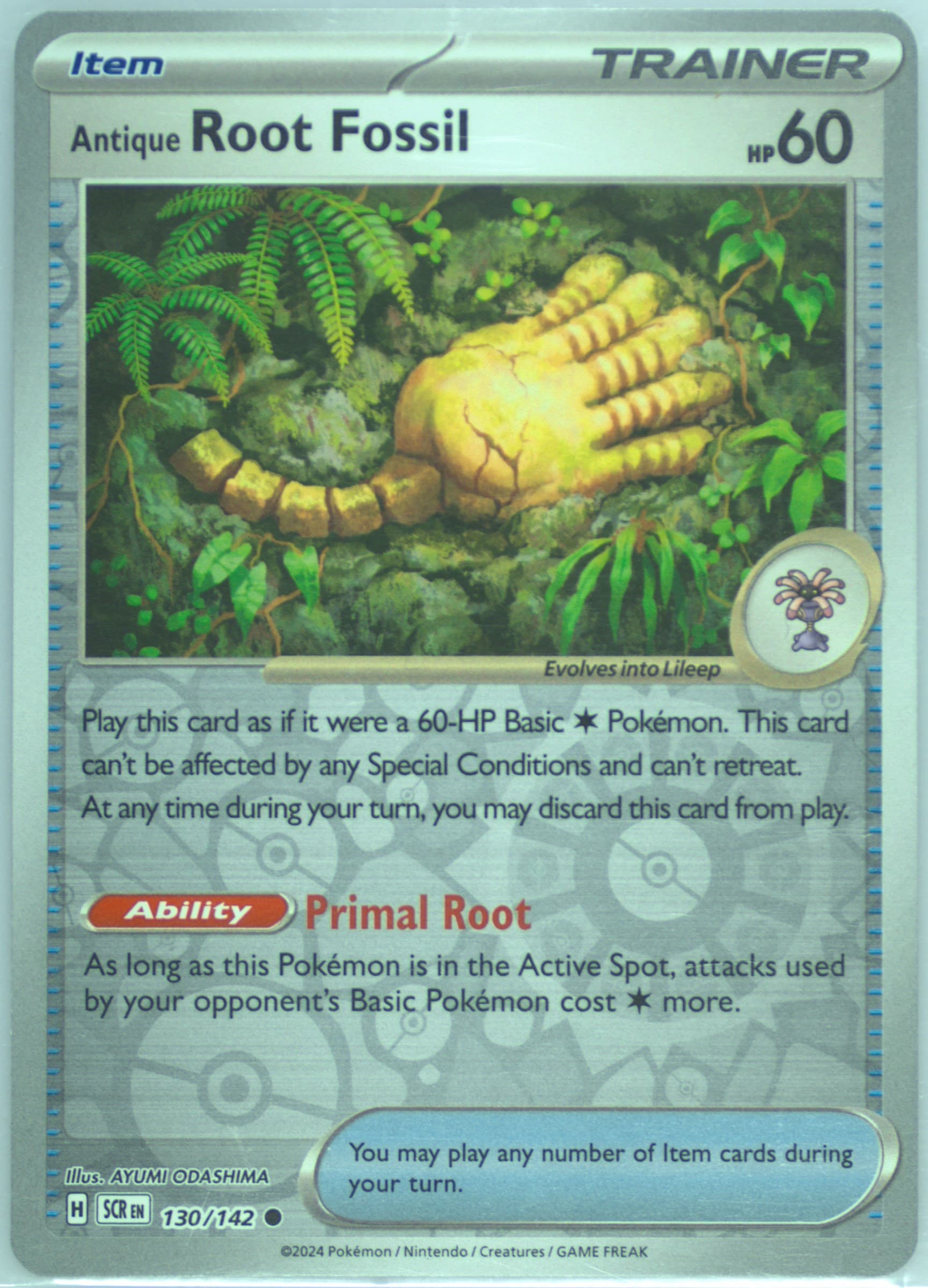 Antique Root Fossil Reverse Holo (130) 2024 Pokemon Scr EN-Stellar Crown