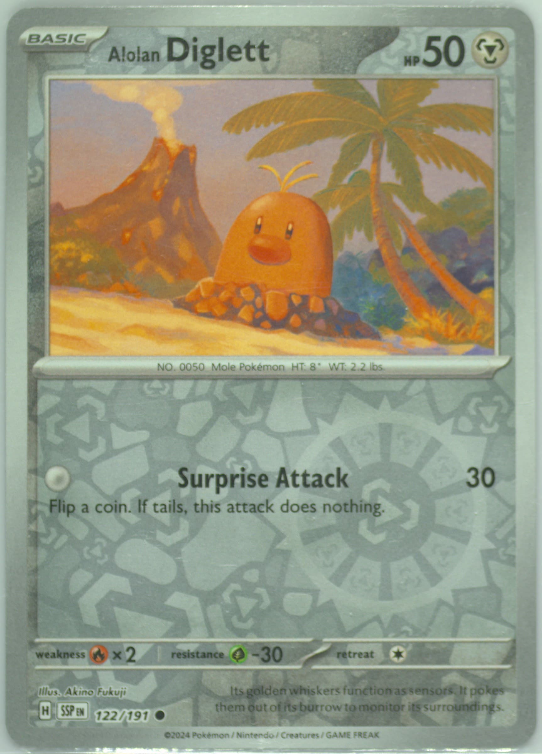 Alolan Diglett Reverse Holo (122) 2024 Pokemon Ssp EN-Surging Sparks