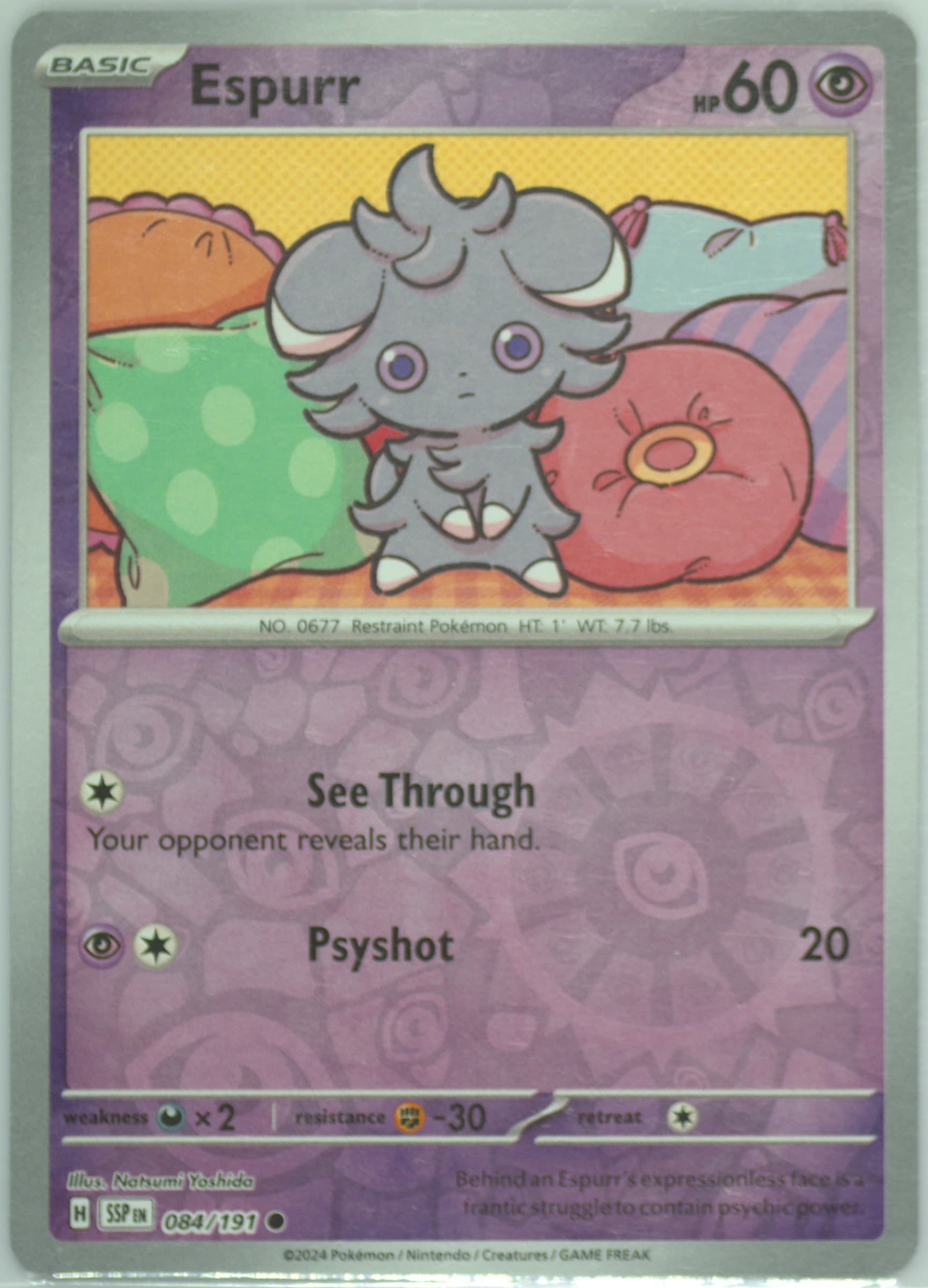 Espurr Reverse Holo (084) 2024 Pokemon Ssp EN-Surging Sparks