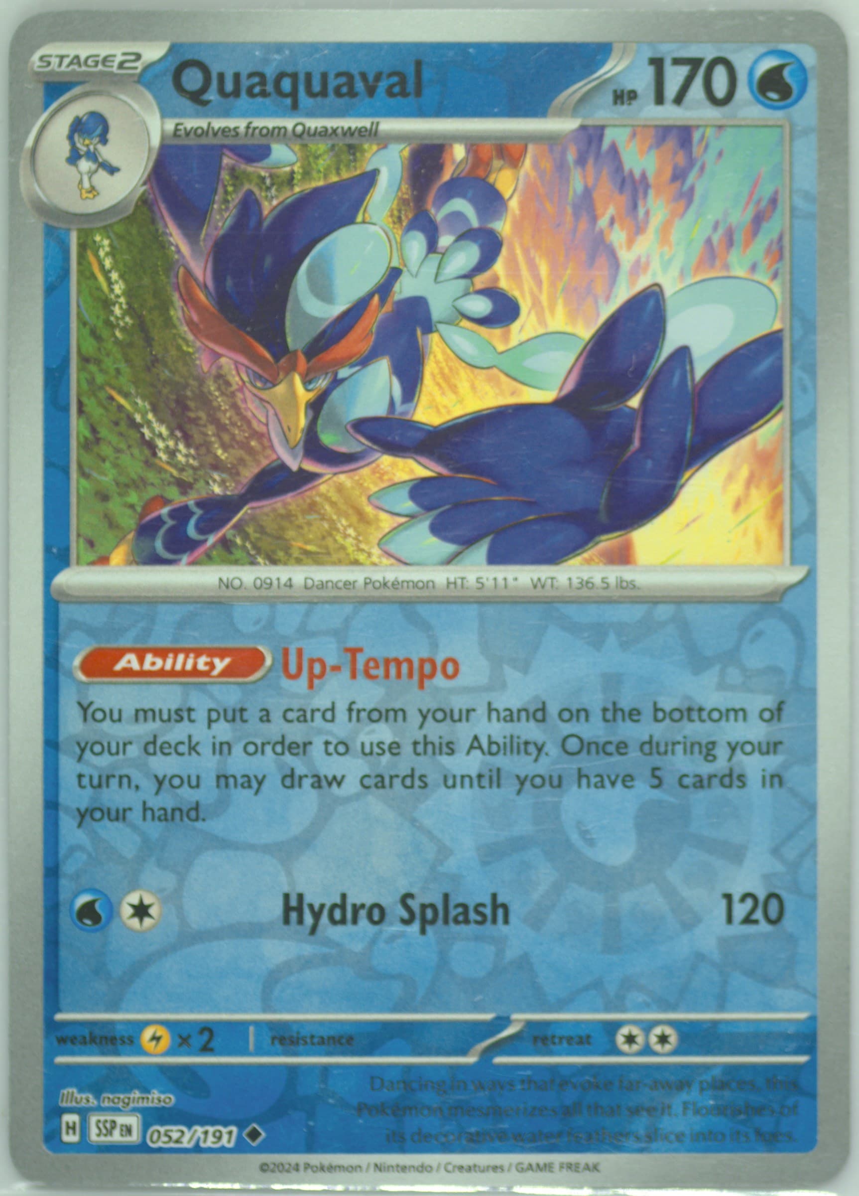 Quaquaval Reverse Holo (052) 2024 Pokemon Ssp EN-Surging Sparks