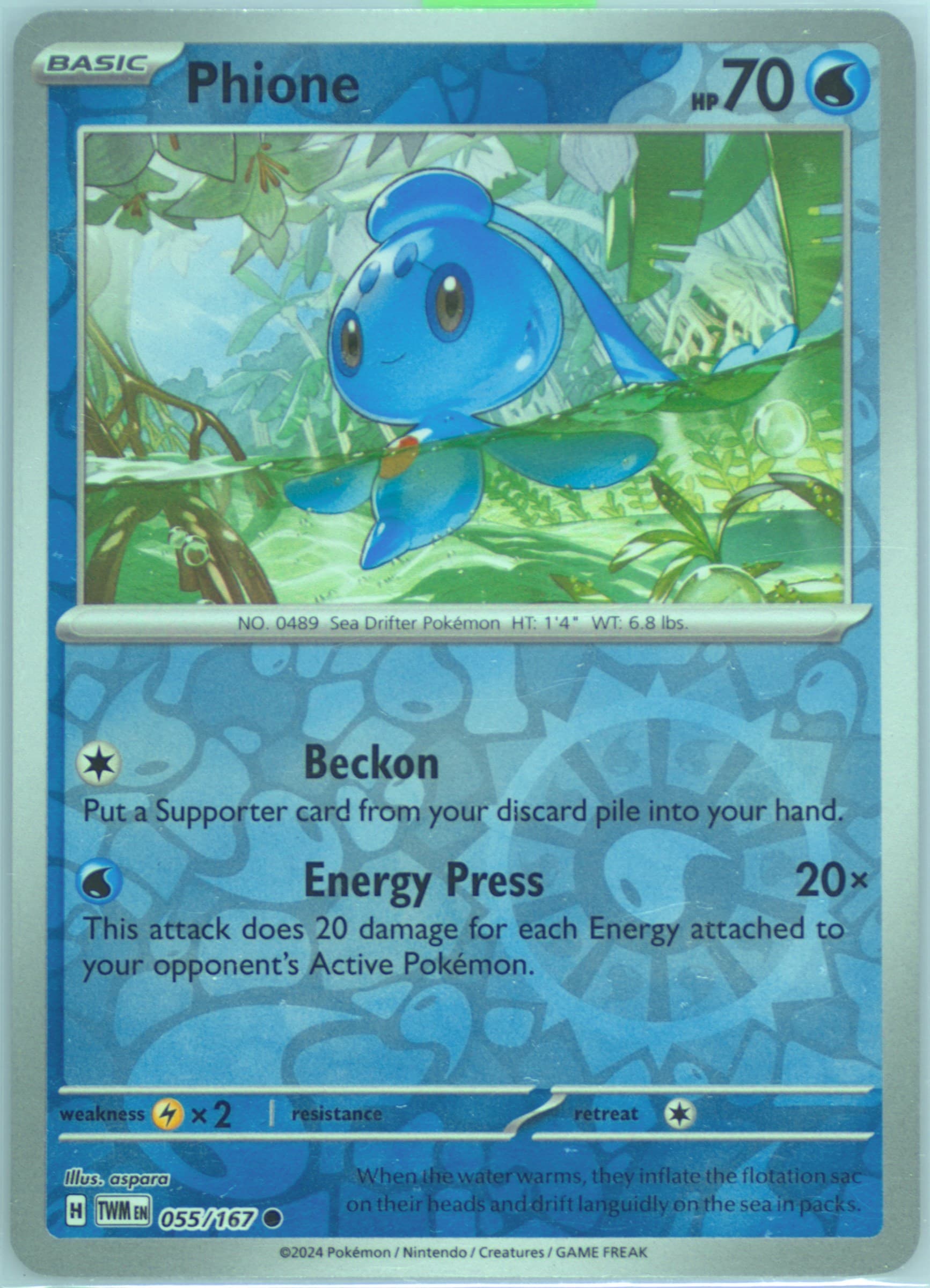 Phione Reverse Holo (055) 2024 Pokemon Twm EN-Twilight Masquerade
