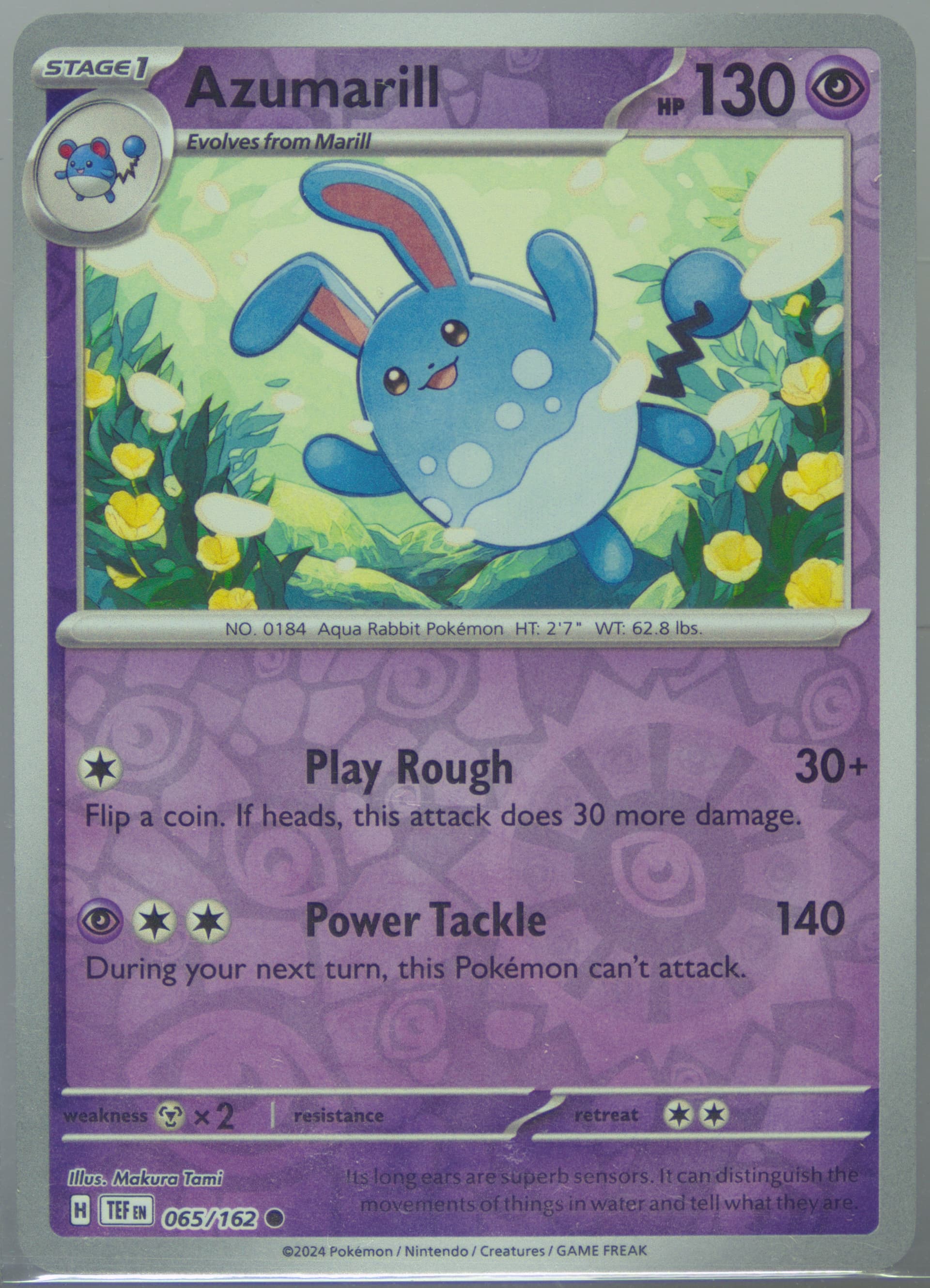 Azumarill Reverse Holo (065) 2024 Pokemon Tef EN-Temporal Forces