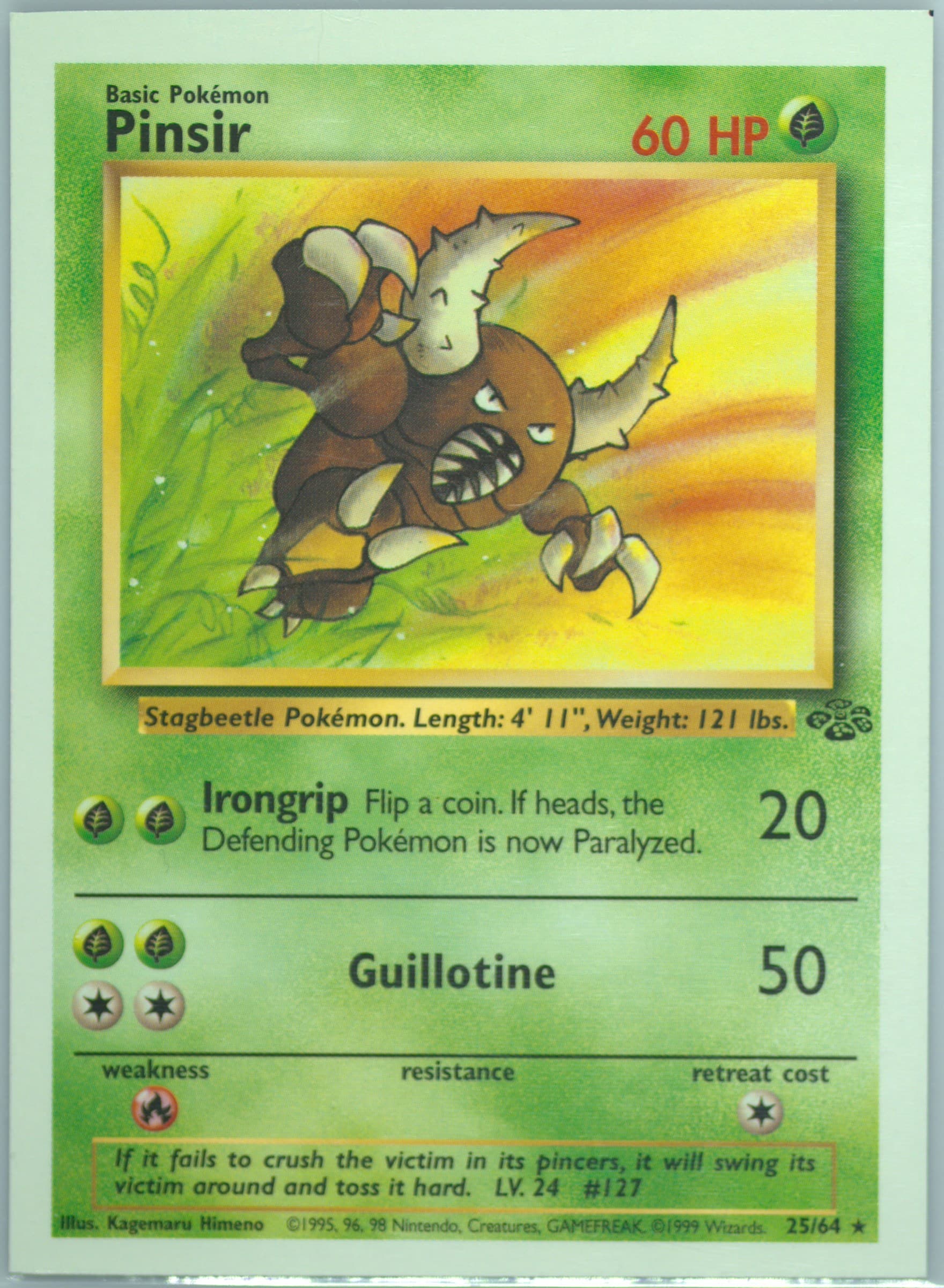 Pinsir Hand Cut (25) 1999 Pokemon Jungle Test Proof