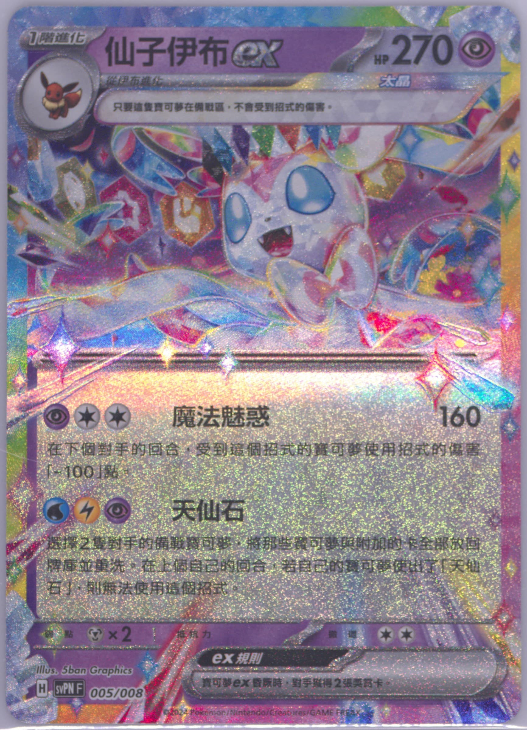 Sylveon EX (005) 2024 Pokemon Traditional Chinese Svpn-Starter Deck Terastal Type: Stellar Sylveon EX