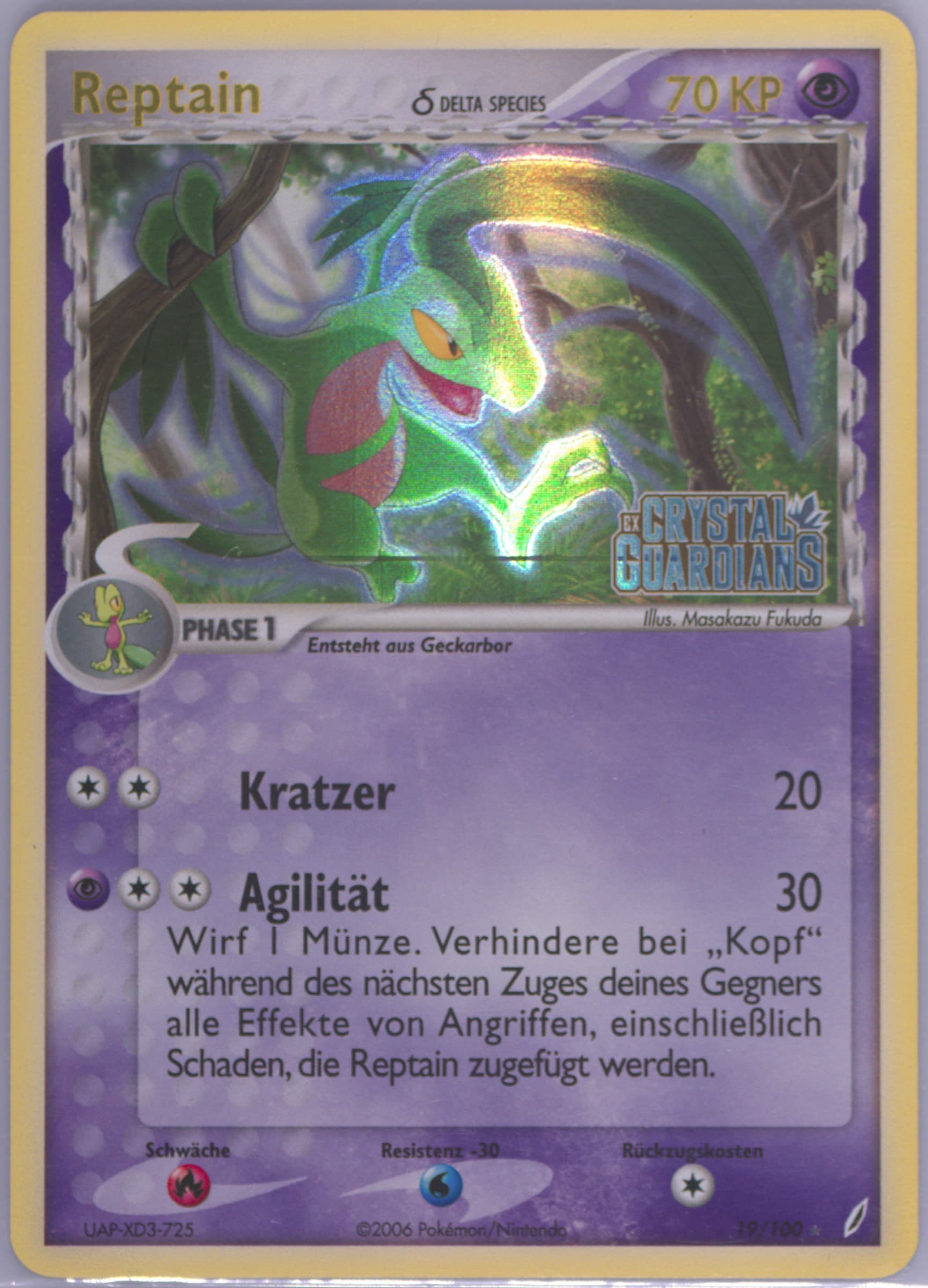 Reptain-Reverse Foil German (19) 2006 Pokemon EX Crystal Guardians