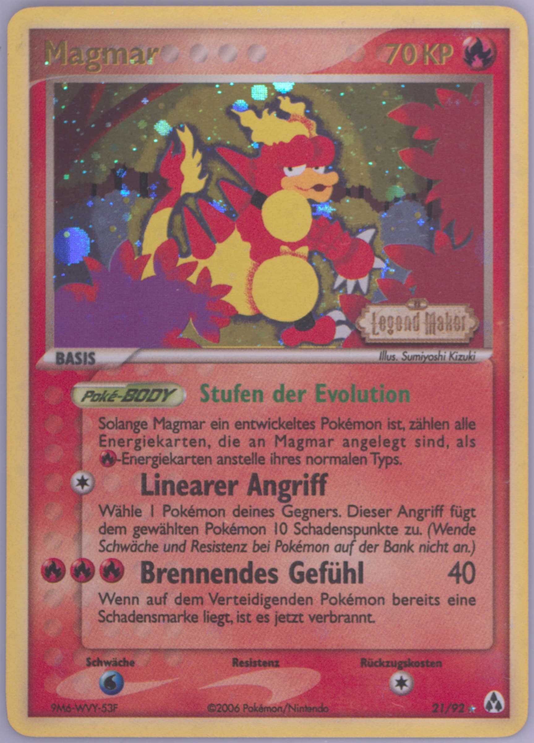 Magmar-Reverse Foil German (21) 2006 Pokemon EX Legend Maker