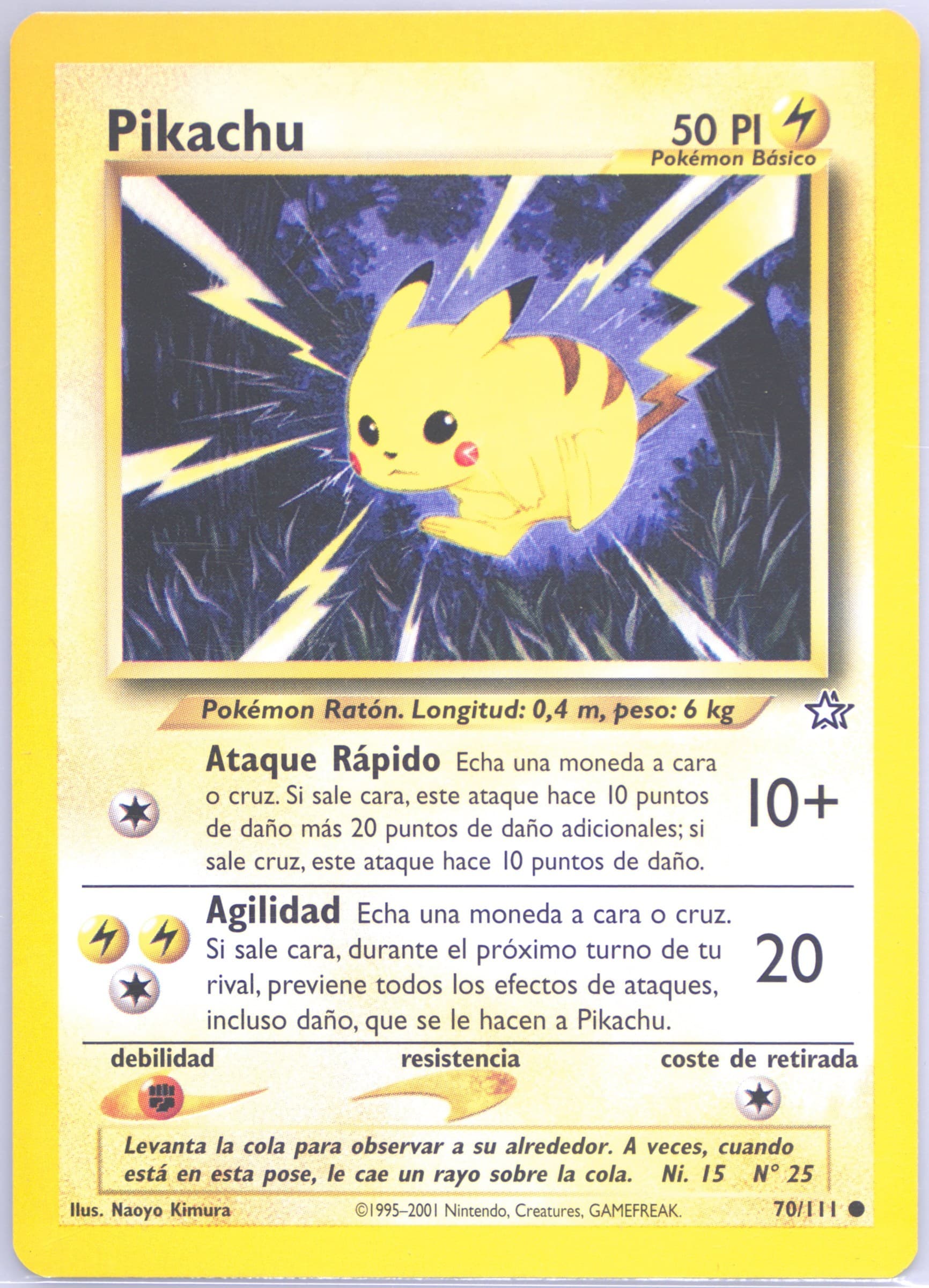 Pikachu (70) 2001 Pokemon Spanish Neo Genesis