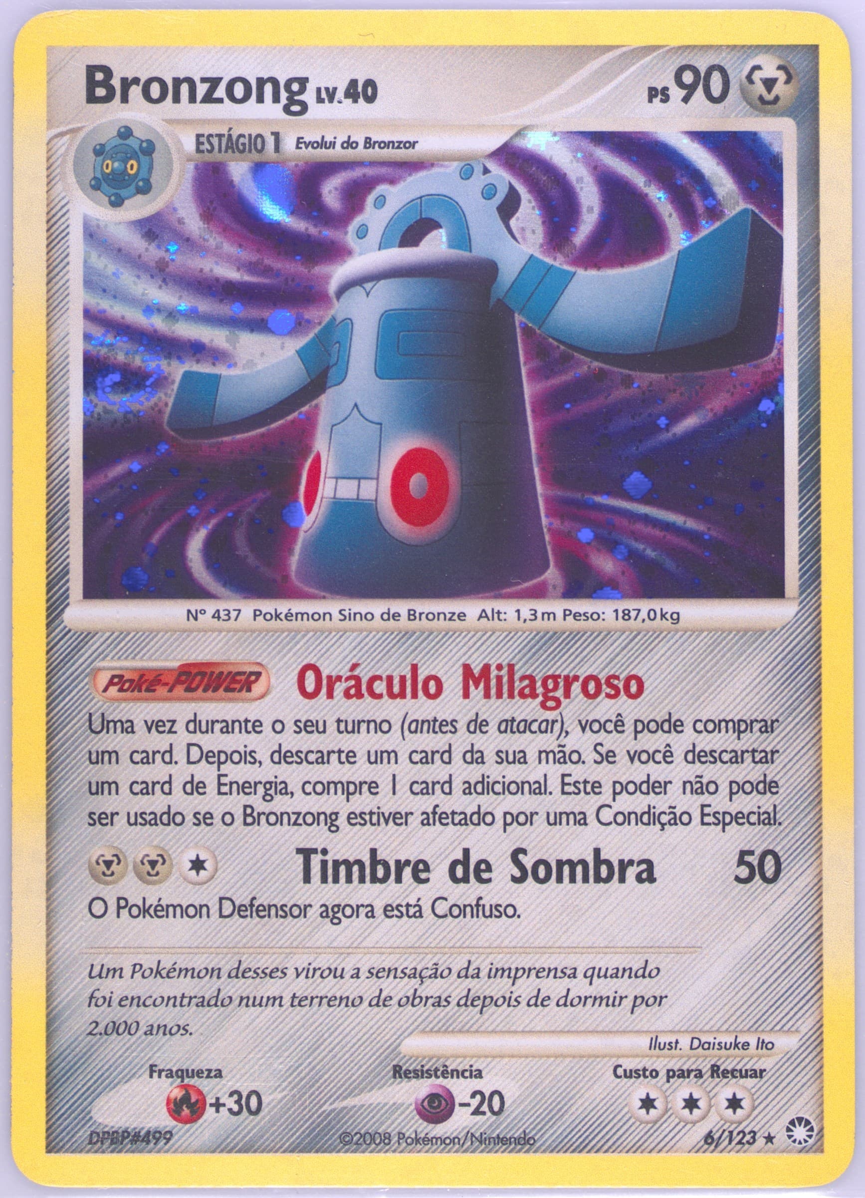 Bronzong-Holo (6) 2008 Pokemon Portuguese Diamond & Pearl Mysterious Treasures