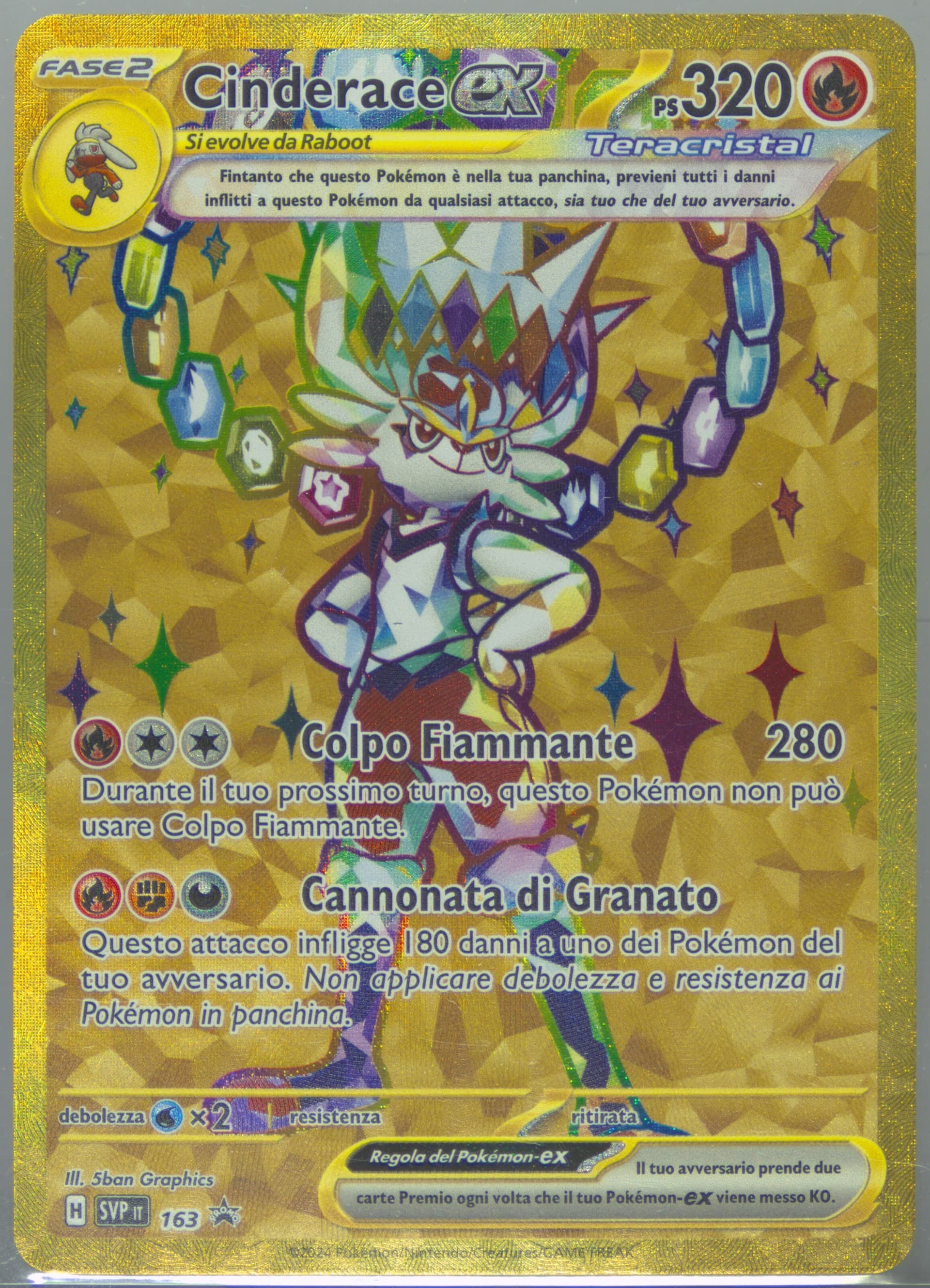 Cinderace EX Terapagos EX Ultra-Premium Collection (163) 2024 Pokemon Italian Svp It-SV Black Star Promo