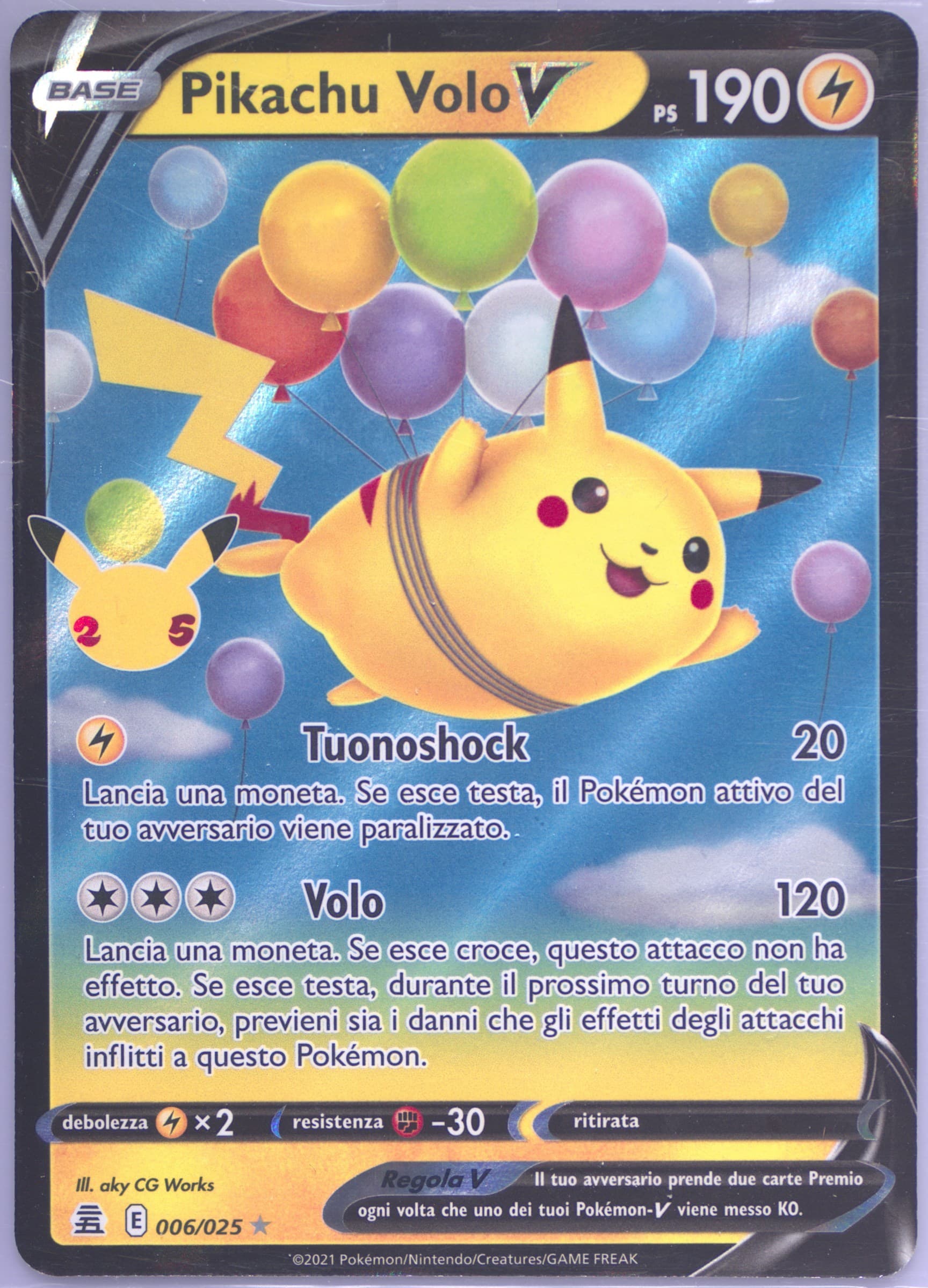 Pikachu Volo V Italian (006) 2021 Pokemon Celebrations
