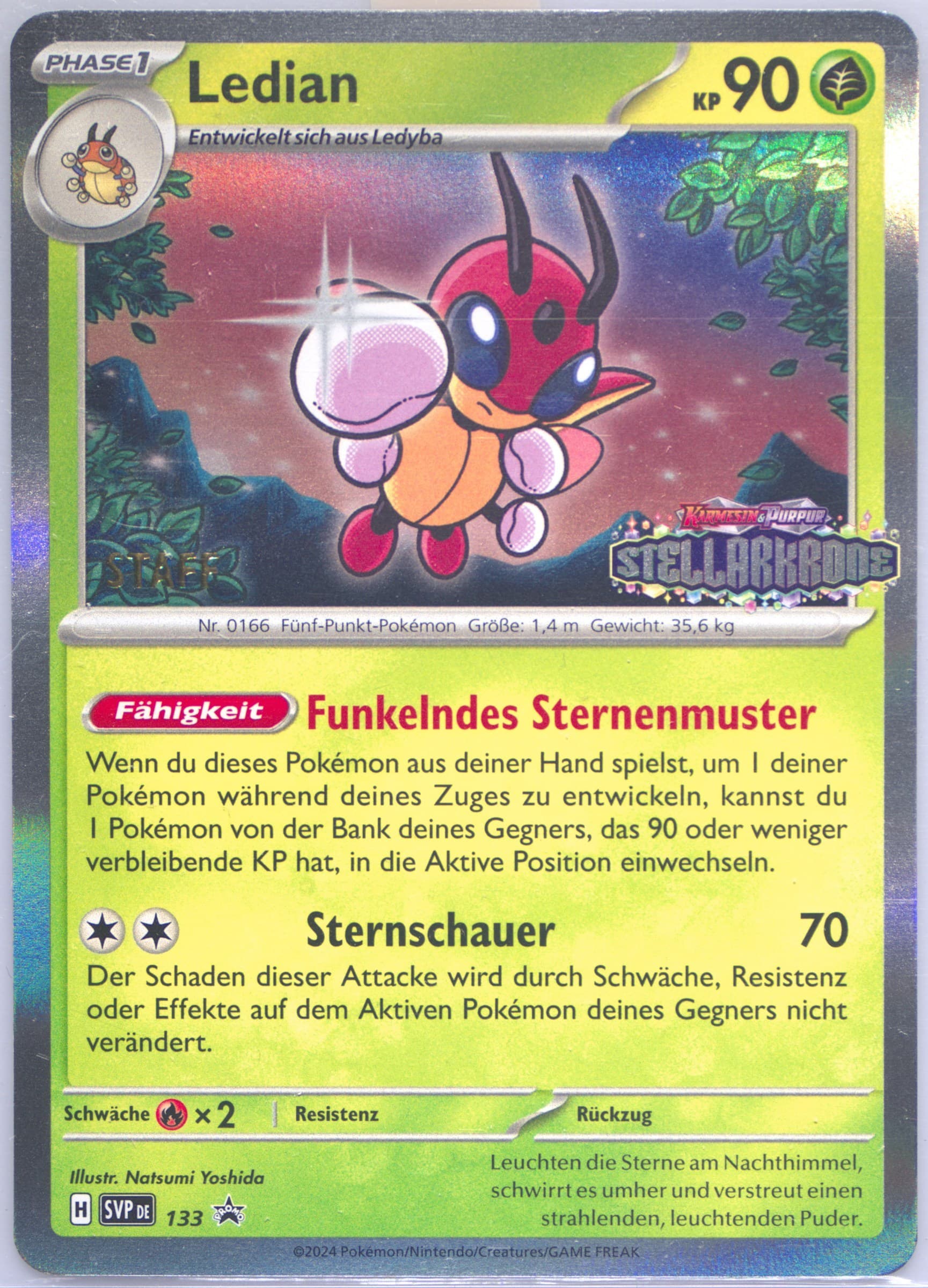 Ledian Stellar Crown Prerelease-Staff (133) 2024 Pokemon German Svp de-SV Black Star Promo