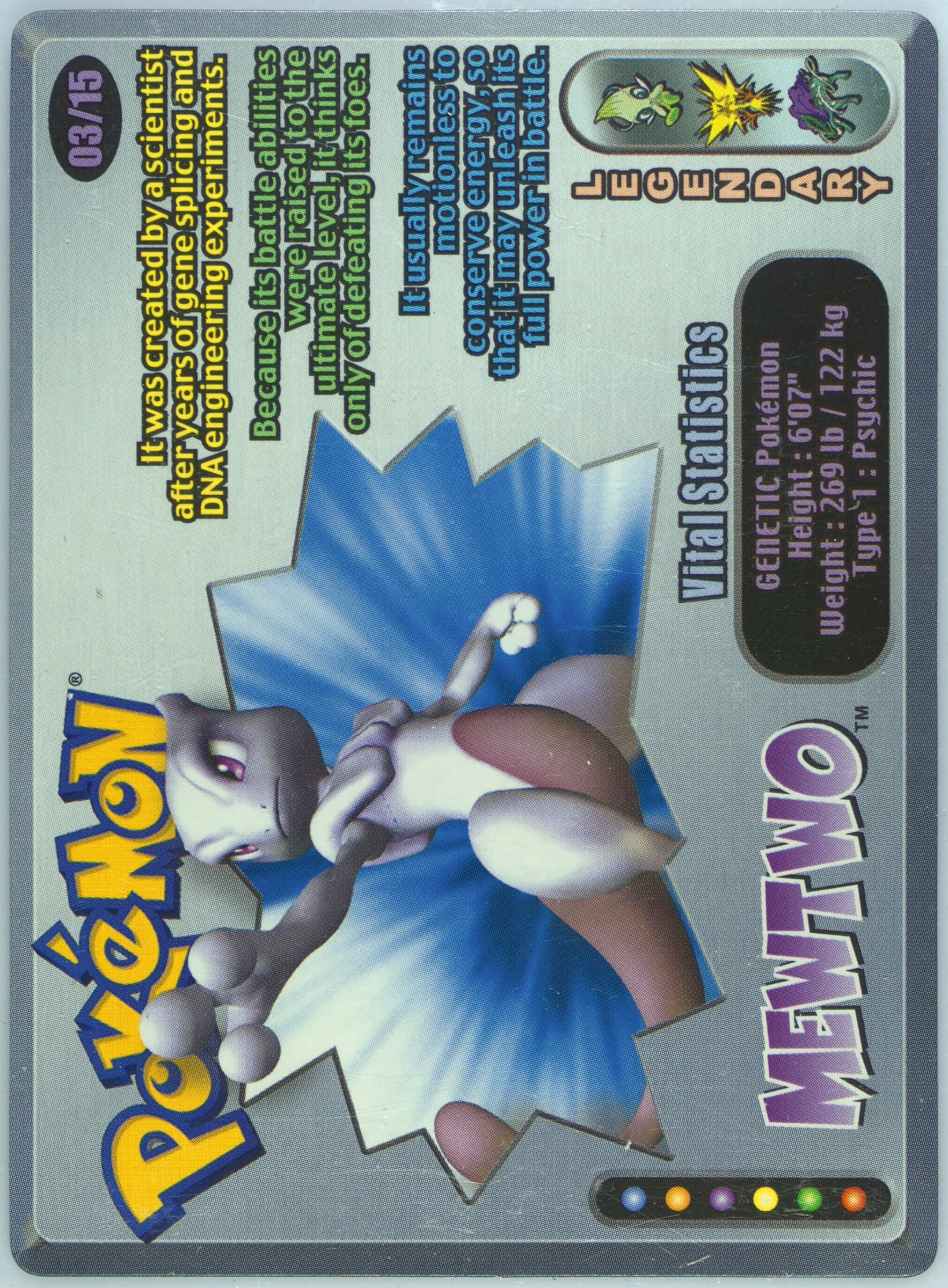 Mewtwo (3) 2003 Pokemon Wendy's Kids Cards