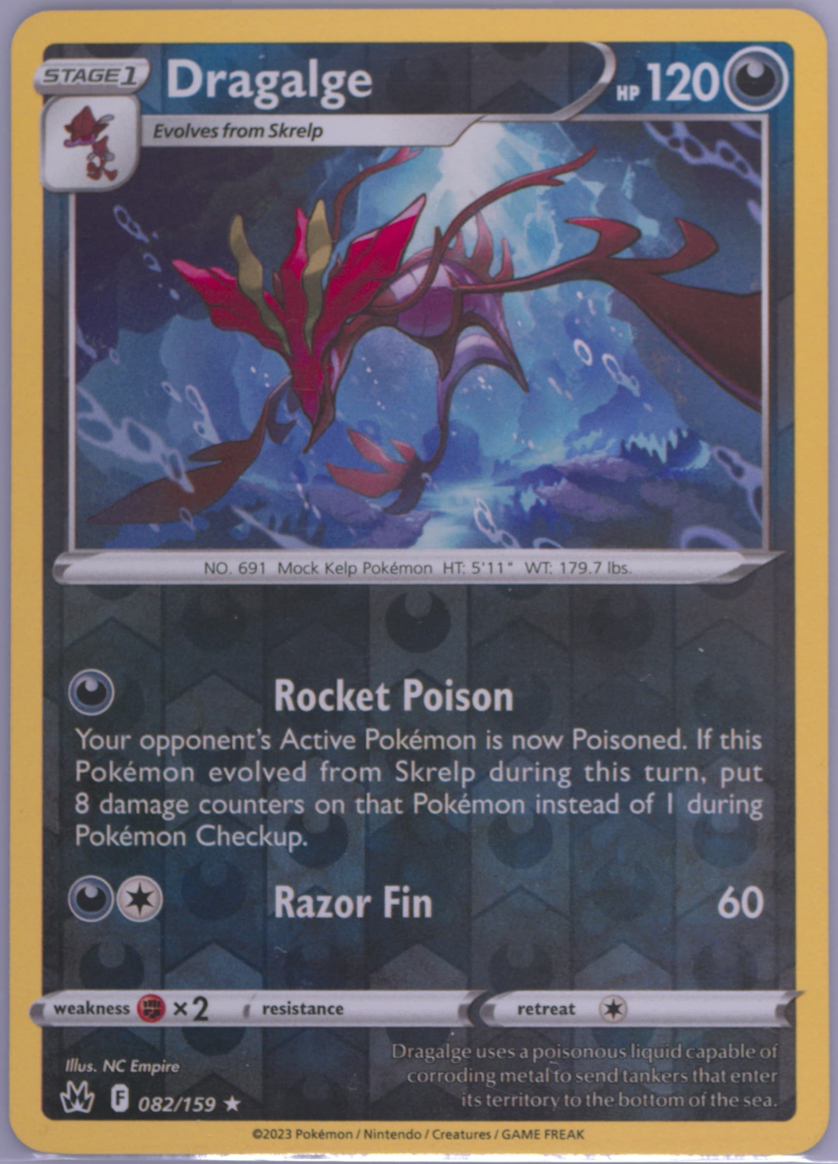 Dragalge-Reverse Foil (082) 2023 Pokemon Sword and Shield Crown Zenith