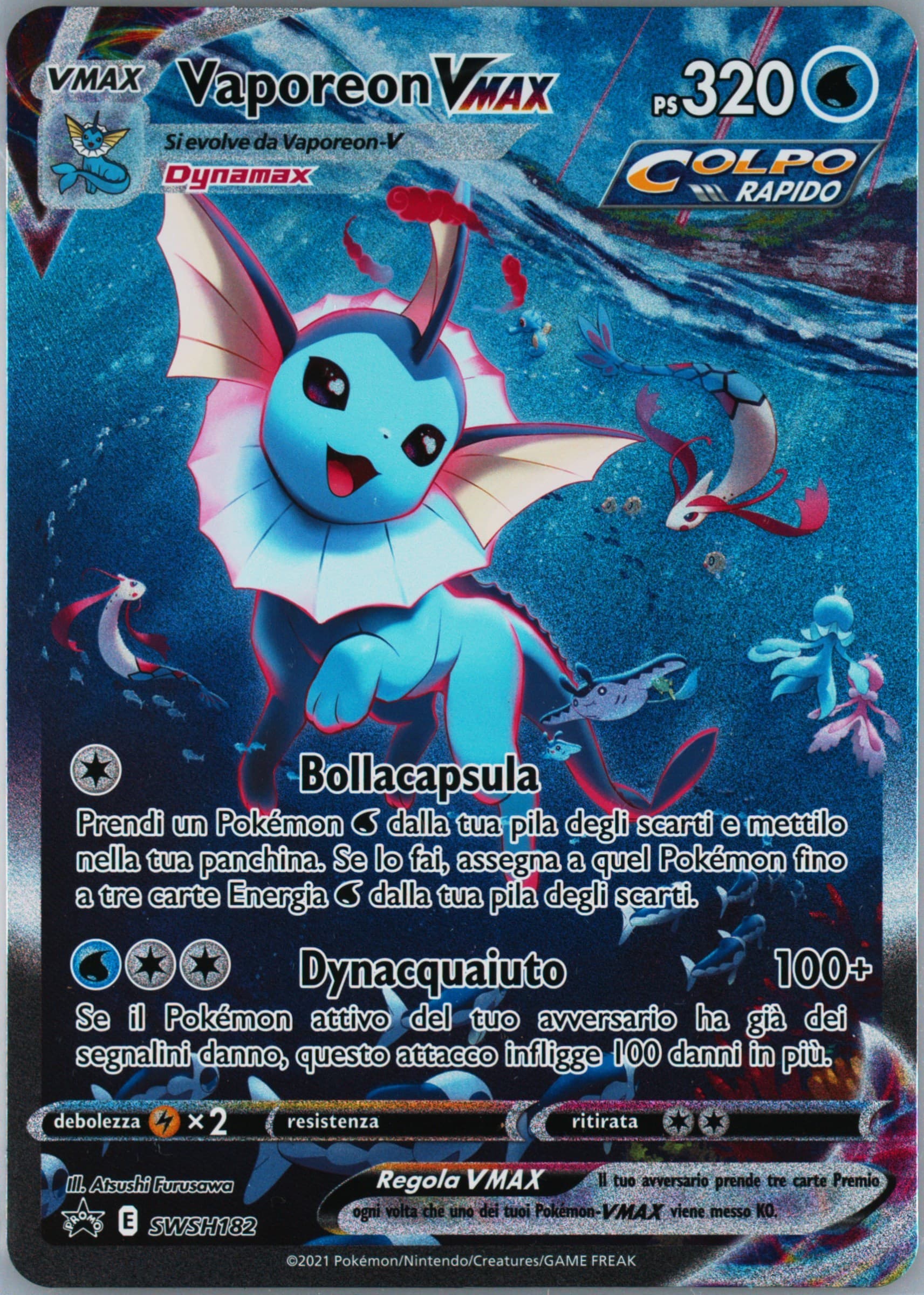 Full Art/Vaporeon Vmax Vaporeon Vmax Premium Collection-Jumbo-Italian (182) 2021 Pokemon Swsh Black Star Promo