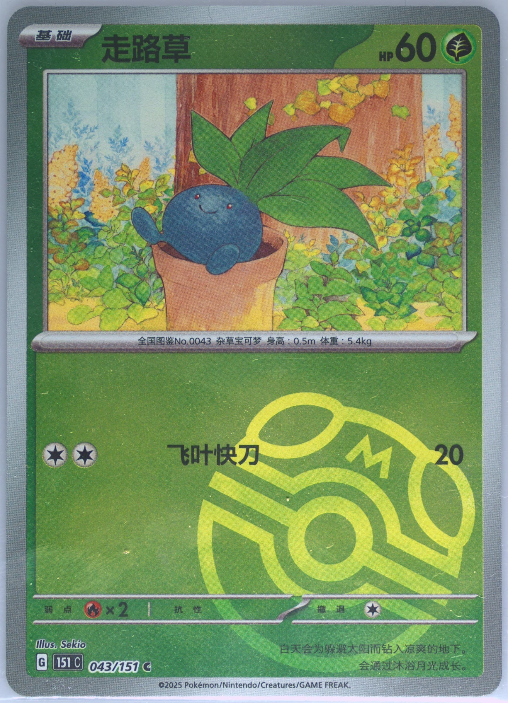 Oddish Master Ball Reverse Holo (043) 2025 Pokemon Simplified Chinese 151 C-Collection 151