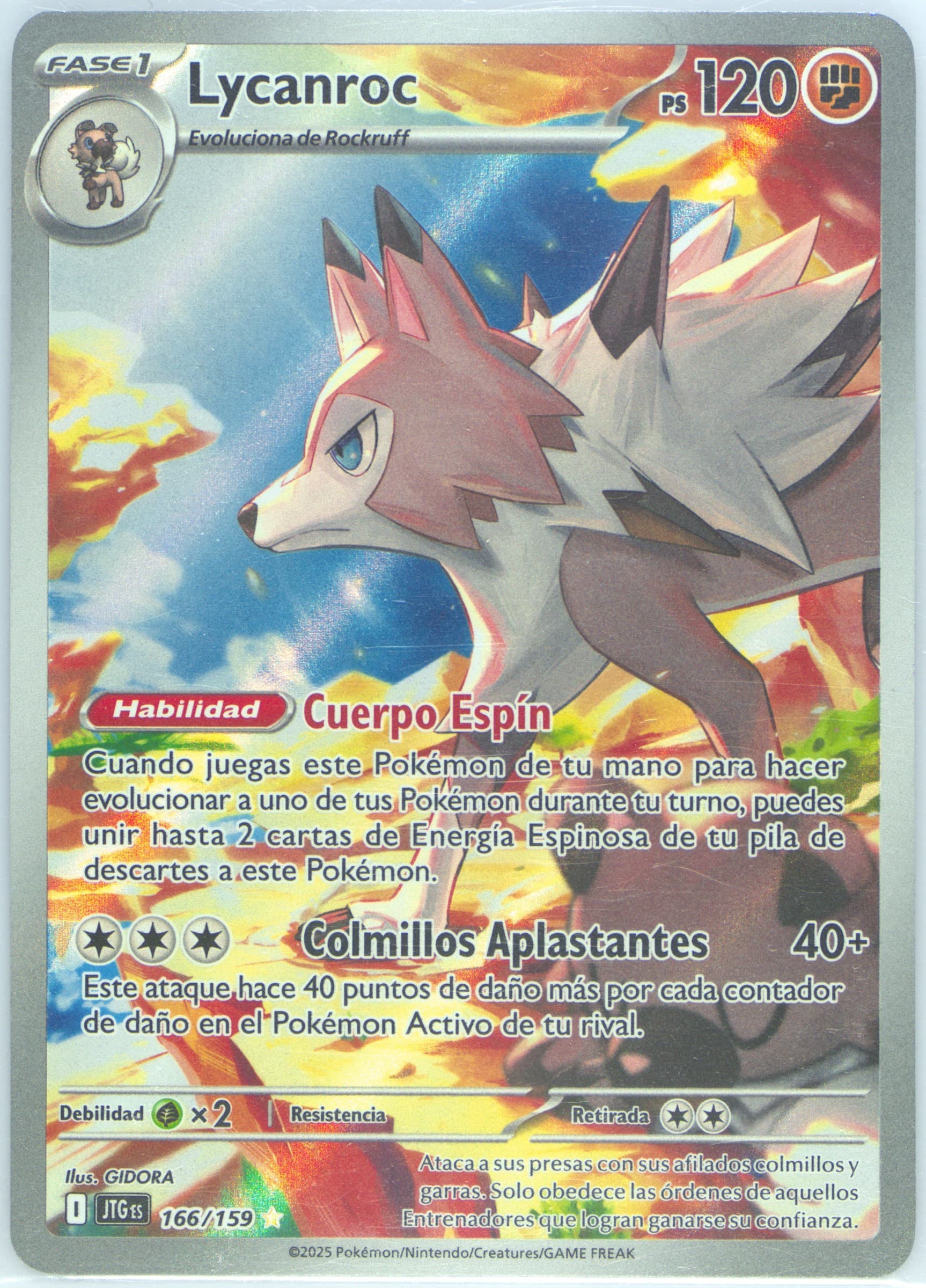 Lycanroc Illustration Rare (166) 2025 Pokemon Spanish Jtg ES-Journey Together