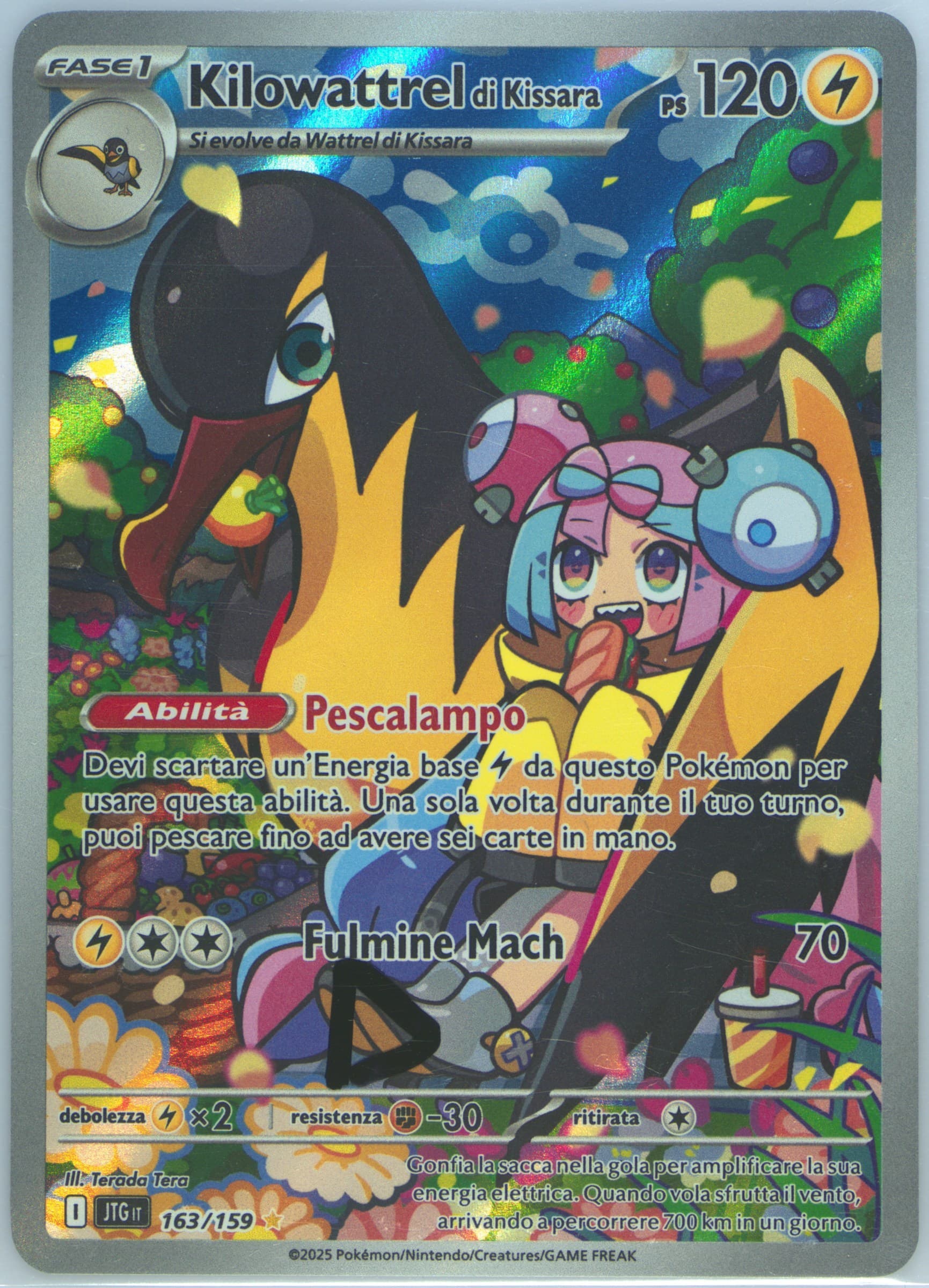 Iono's Kilowattrel Illustration Rare (163) 2025 Pokemon Italian Jtg It-Journey Together