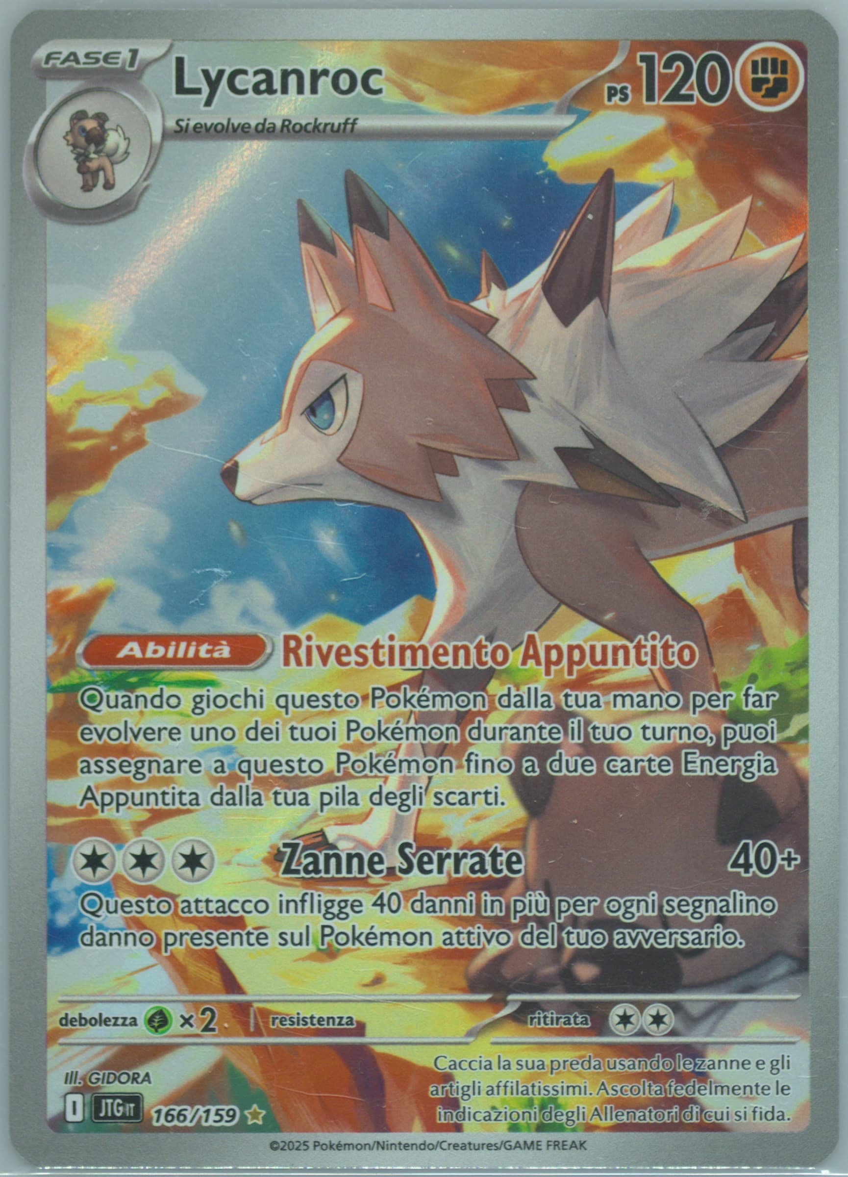 Lycanroc Illustration Rare (166) 2025 Pokemon Italian Jtg It-Journey Together