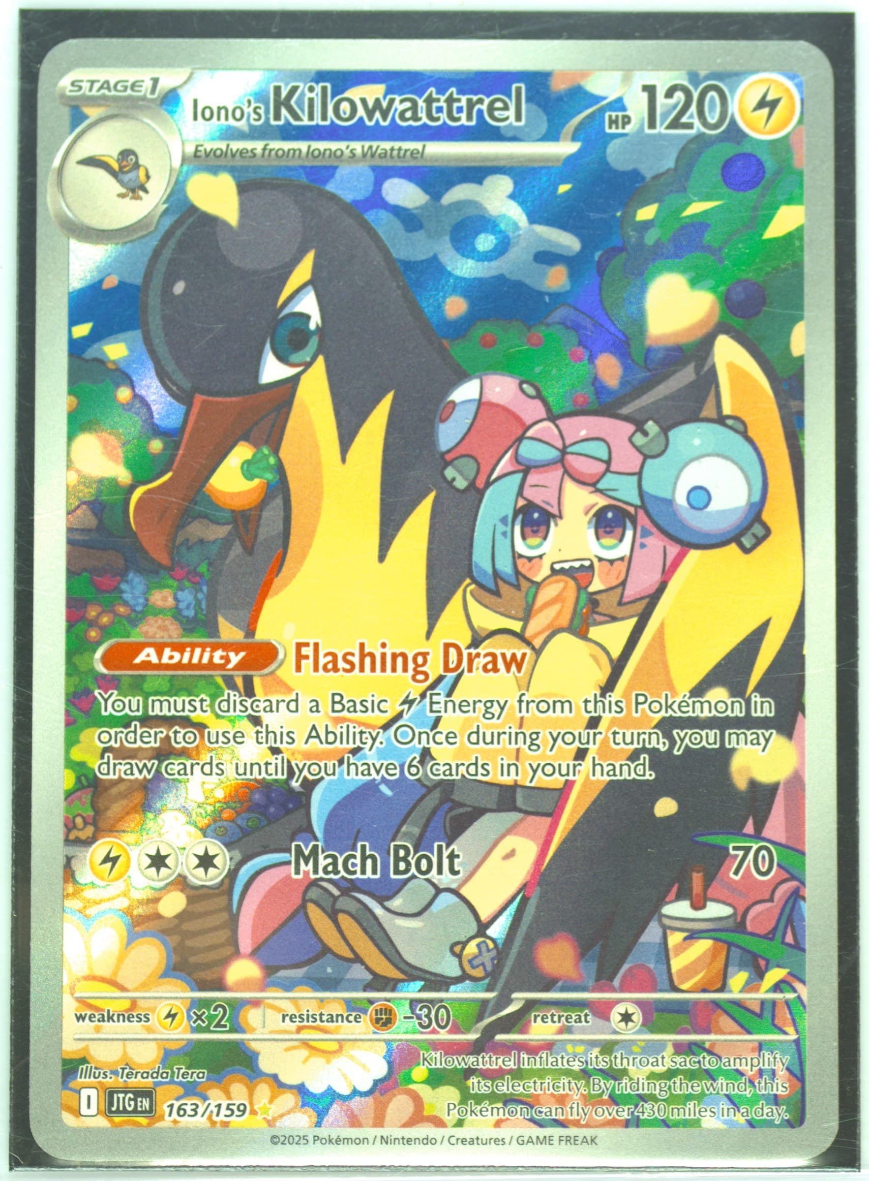 Iono's Kilowattrel Illustration Rare (163) 2025 Pokemon Latin American Jtg La-Journey Together