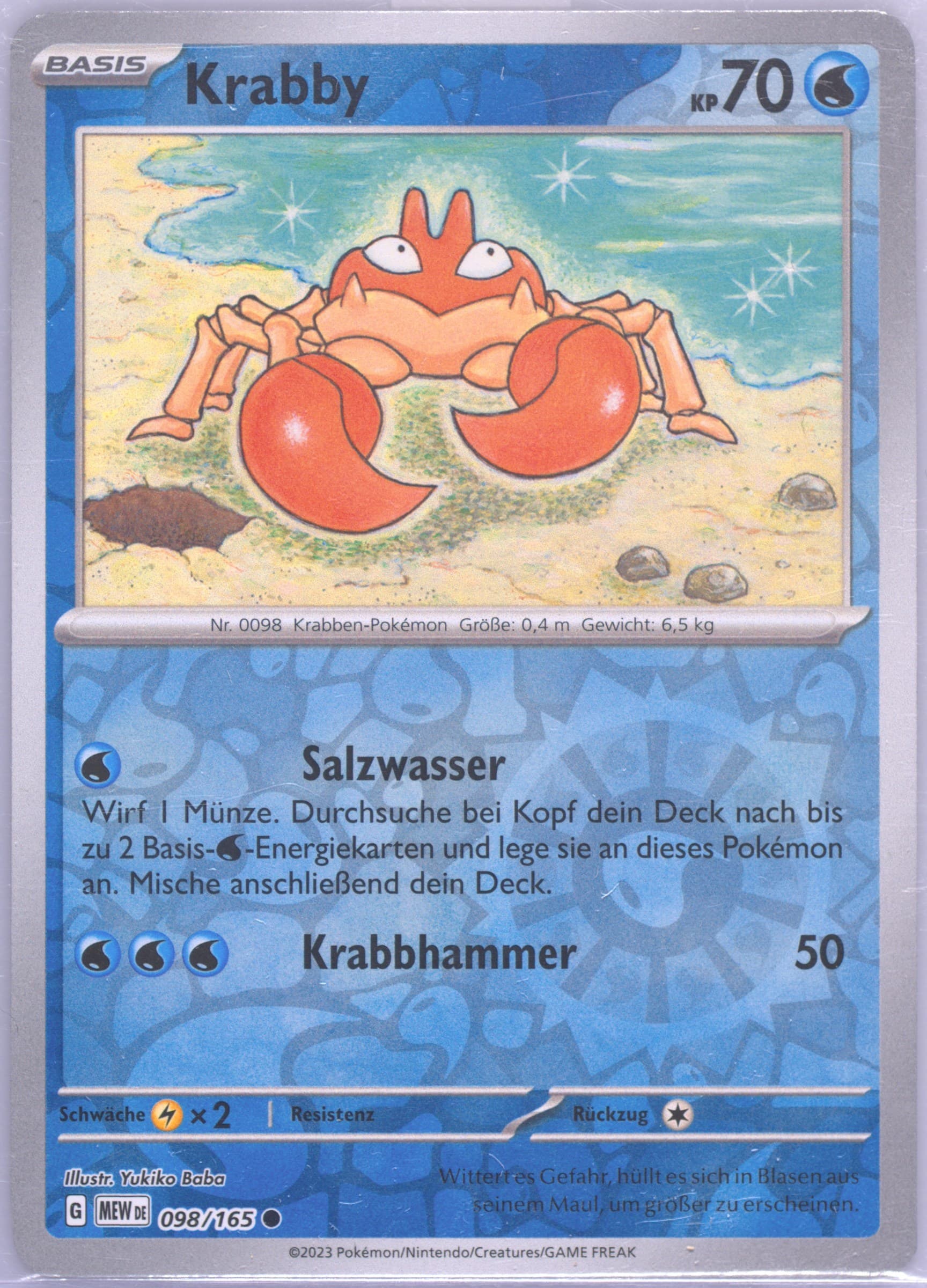 Krabby Reverse Holo (098) 2023 Pokemon German Mew de-151