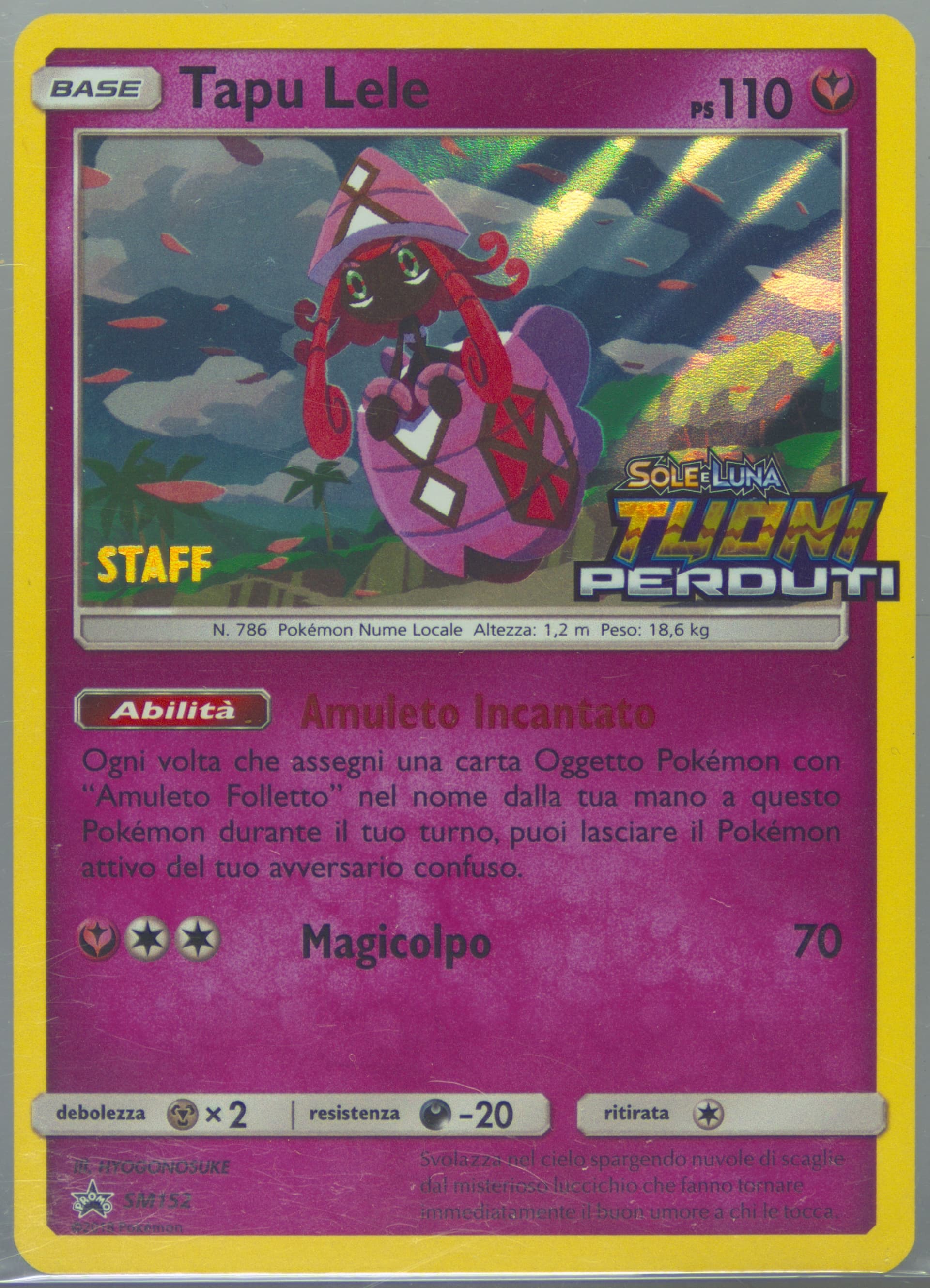 Tapu Lele-Holo Lost Thunder Prerelease-Italian-Staff (SM152) 2018 Pokemon SM Black Star Promo