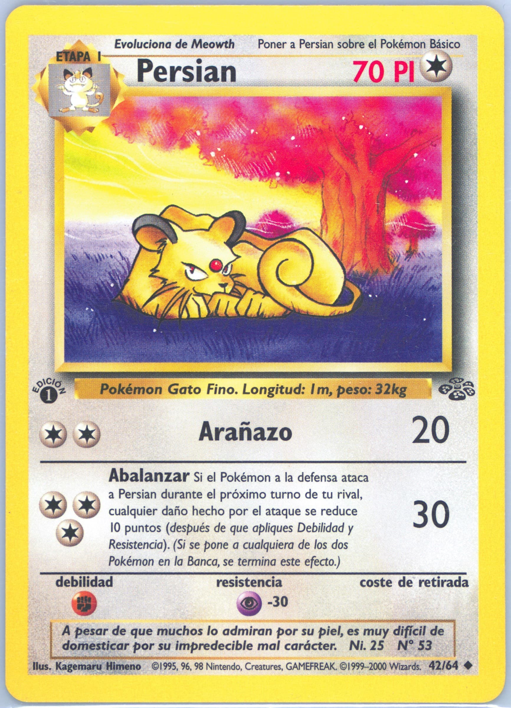 Persian 1st Edition (42) 2000 Pokemon Spanish Jungle