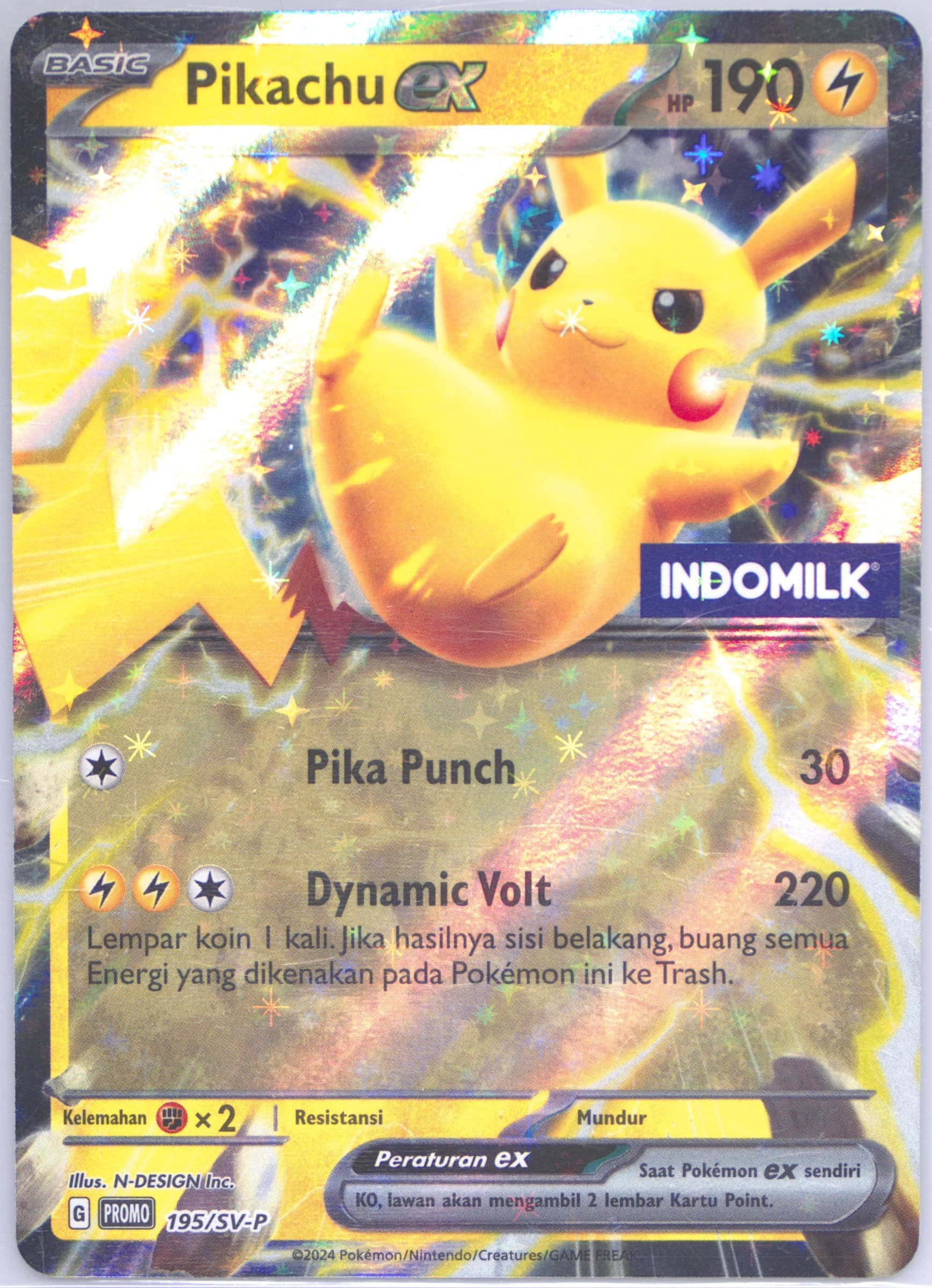 Pikachu EX Indomilk Promo (195) 2024 Pokemon Indonesian SV-P Promo